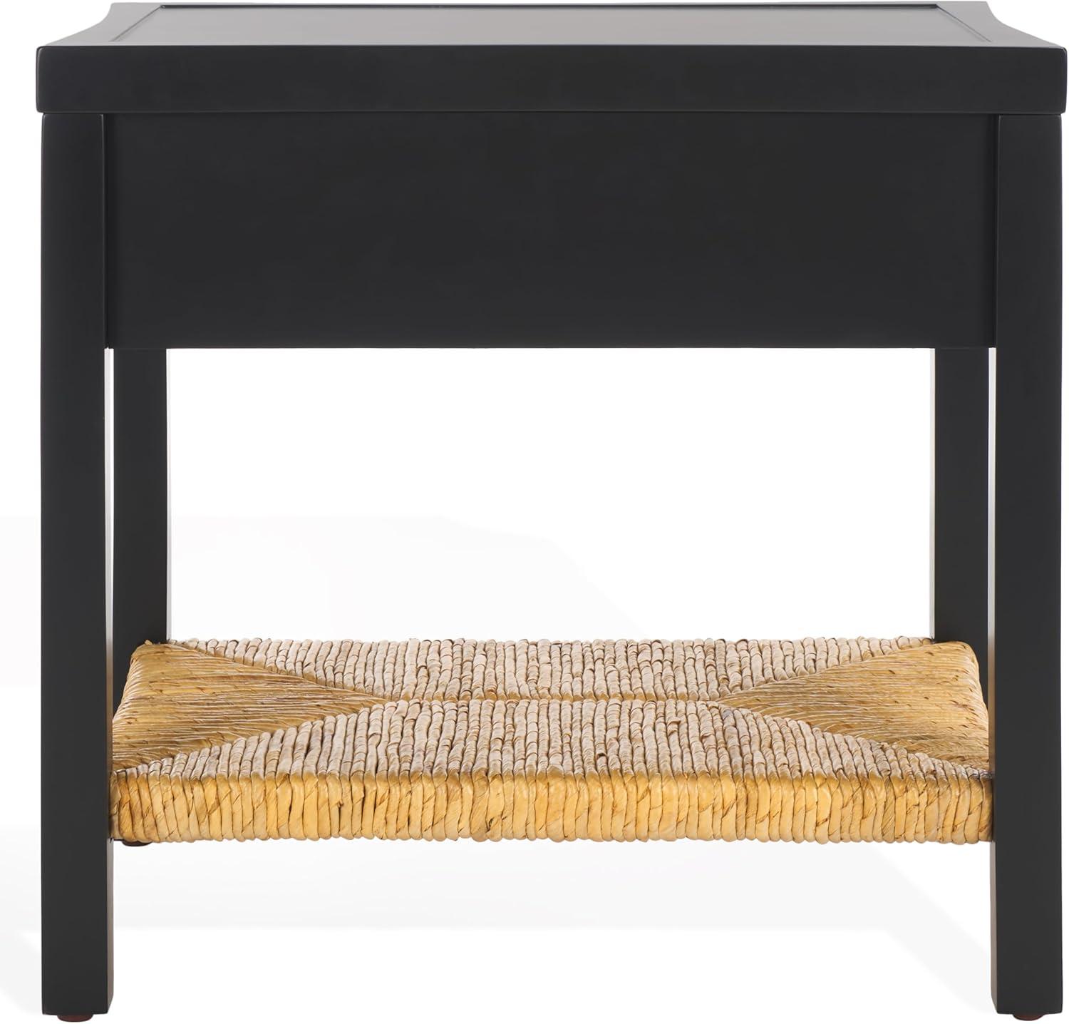 image:imageSAFAVIEH Couture Collection Berlynne BlackNatural Solid Wood 1Drawer Banana Stem Shelf Accent Table Nightstand