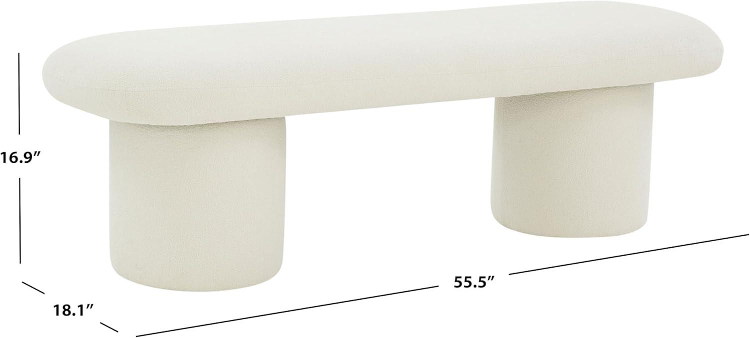 image:imageSAFAVIEH Couture Collection Cassandralee Contemporary Ivory Boucle Bench Fully Assembled