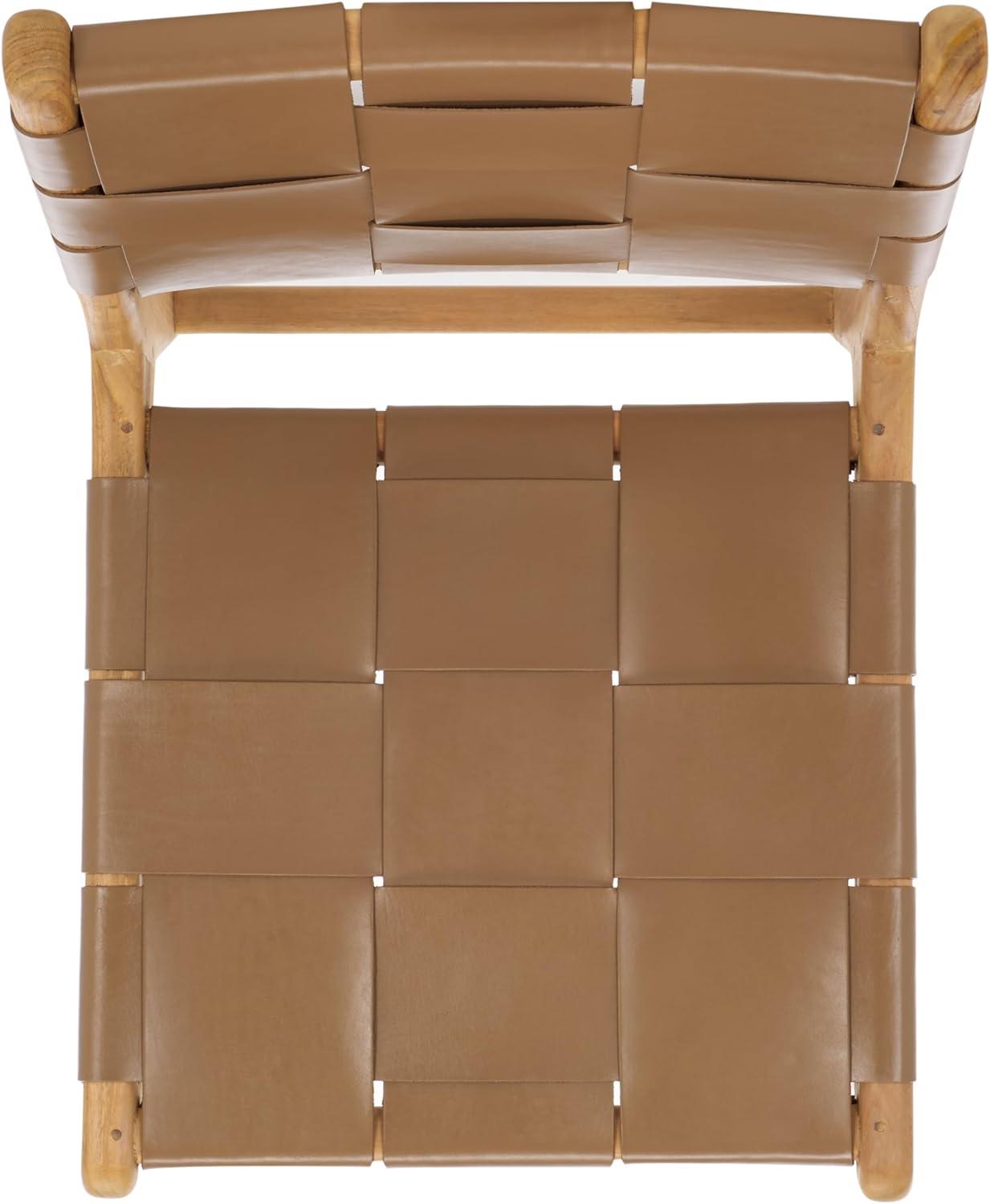 image:imageSAFAVIEH Couture Collection Cassaphina Black Woven Leather amp Black Solid Wood Dining Chair Set of 2 Fully AssembledBrownNatural
