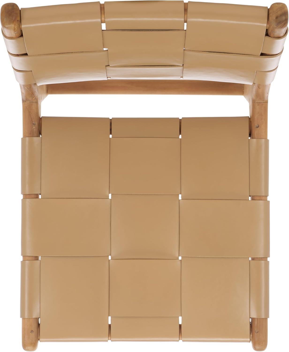image:imageSAFAVIEH Couture Collection Cassaphina Black Woven Leather amp Black Solid Wood Dining Chair Set of 2 Fully AssembledTanNatural