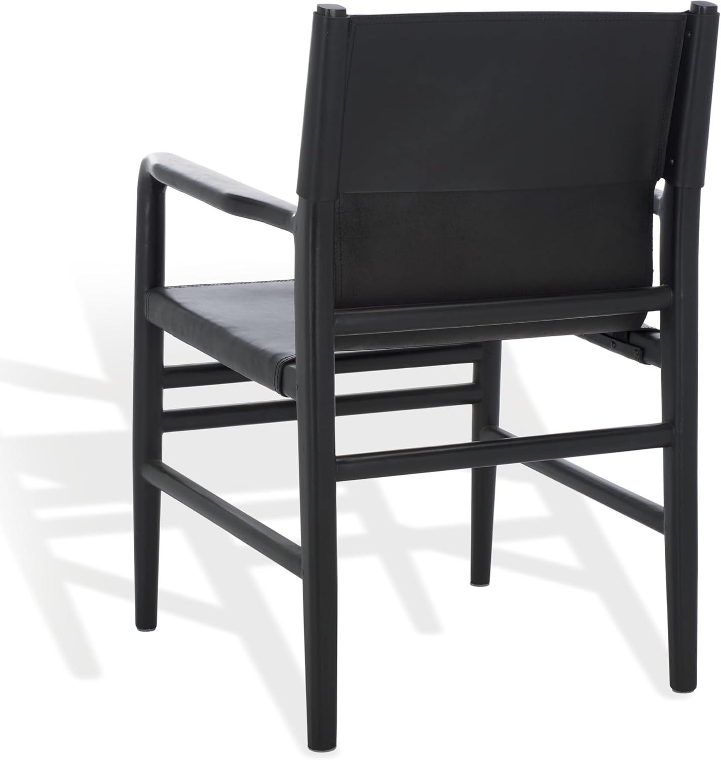 image:imageSAFAVIEH Couture Collection Cassaphina Tan Leather amp Natural Solid Wood Arm Chair Fully AssembledBlackBlack