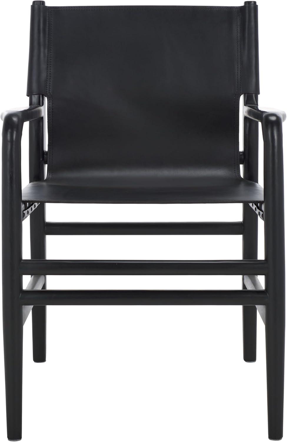 image:imageSAFAVIEH Couture Collection Cassaphina Tan Leather amp Natural Solid Wood Arm Chair Fully AssembledBlackBlack