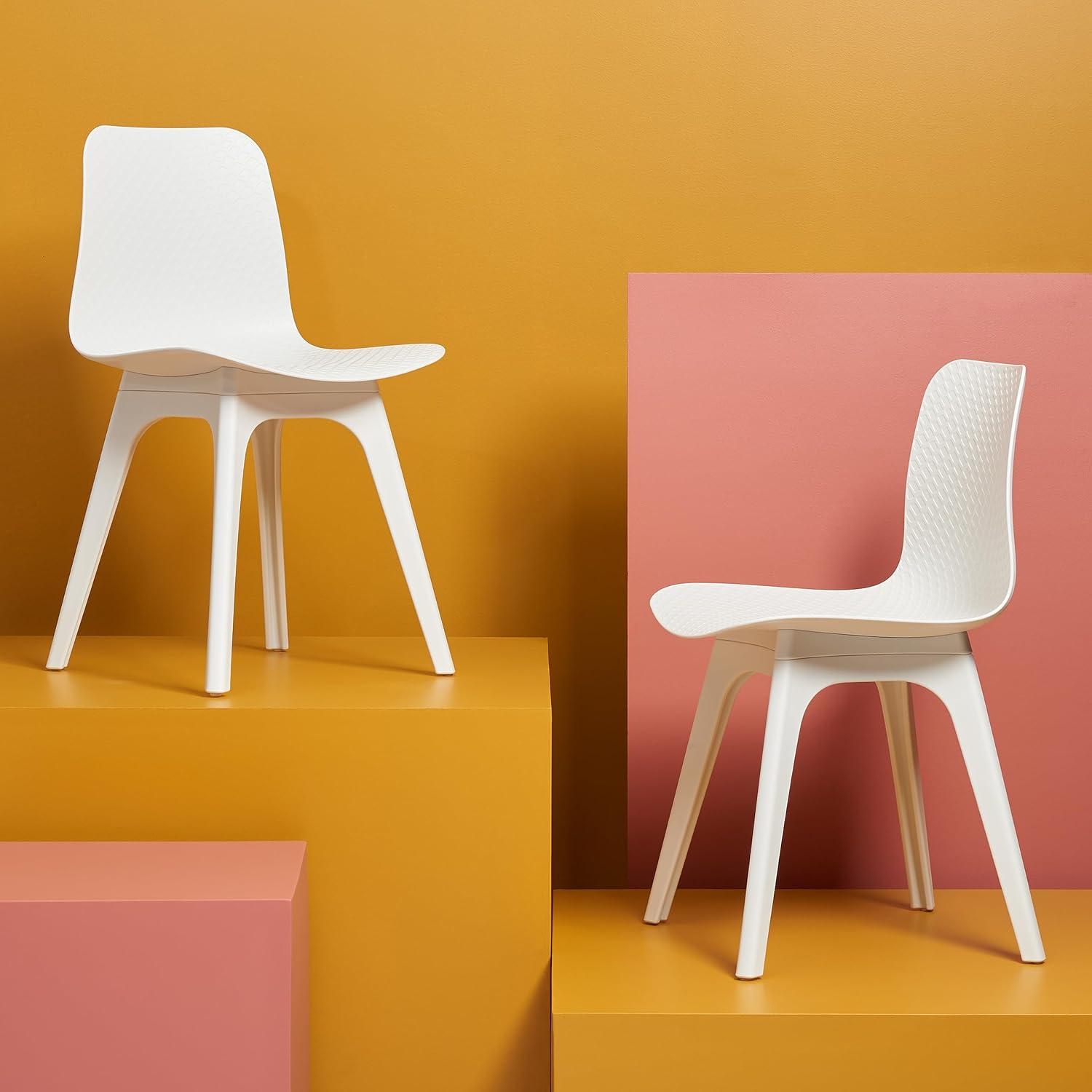 image:imageSAFAVIEH Couture Collection Damiano Retro White Molded Plastic Dining Chair Set of 2White