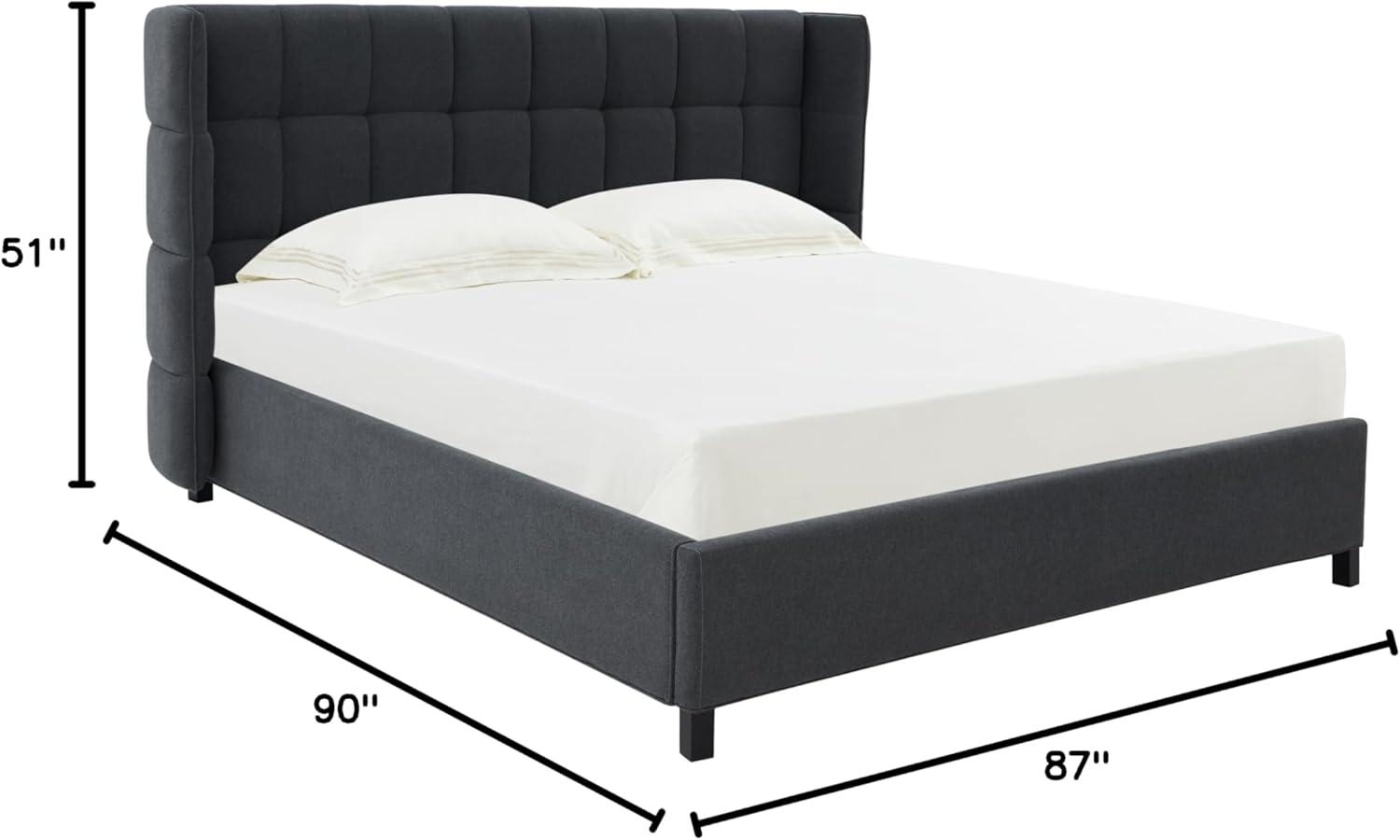 image:imageSAFAVIEH Couture Collection Emerson Dark Grey Grid Tufted King Size BedDark Grey