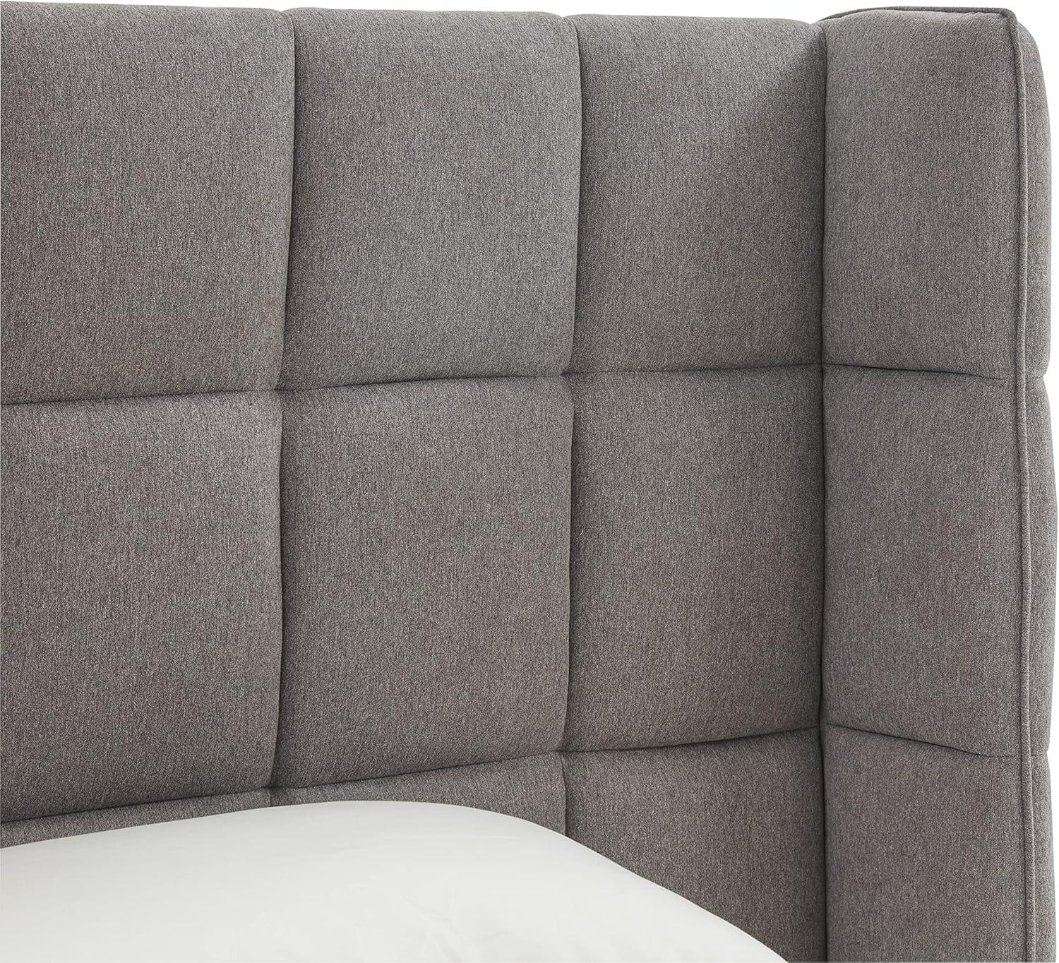 image:imageSAFAVIEH Couture Collection Emerson Dark Grey Grid Tufted King Size BedLight Grey