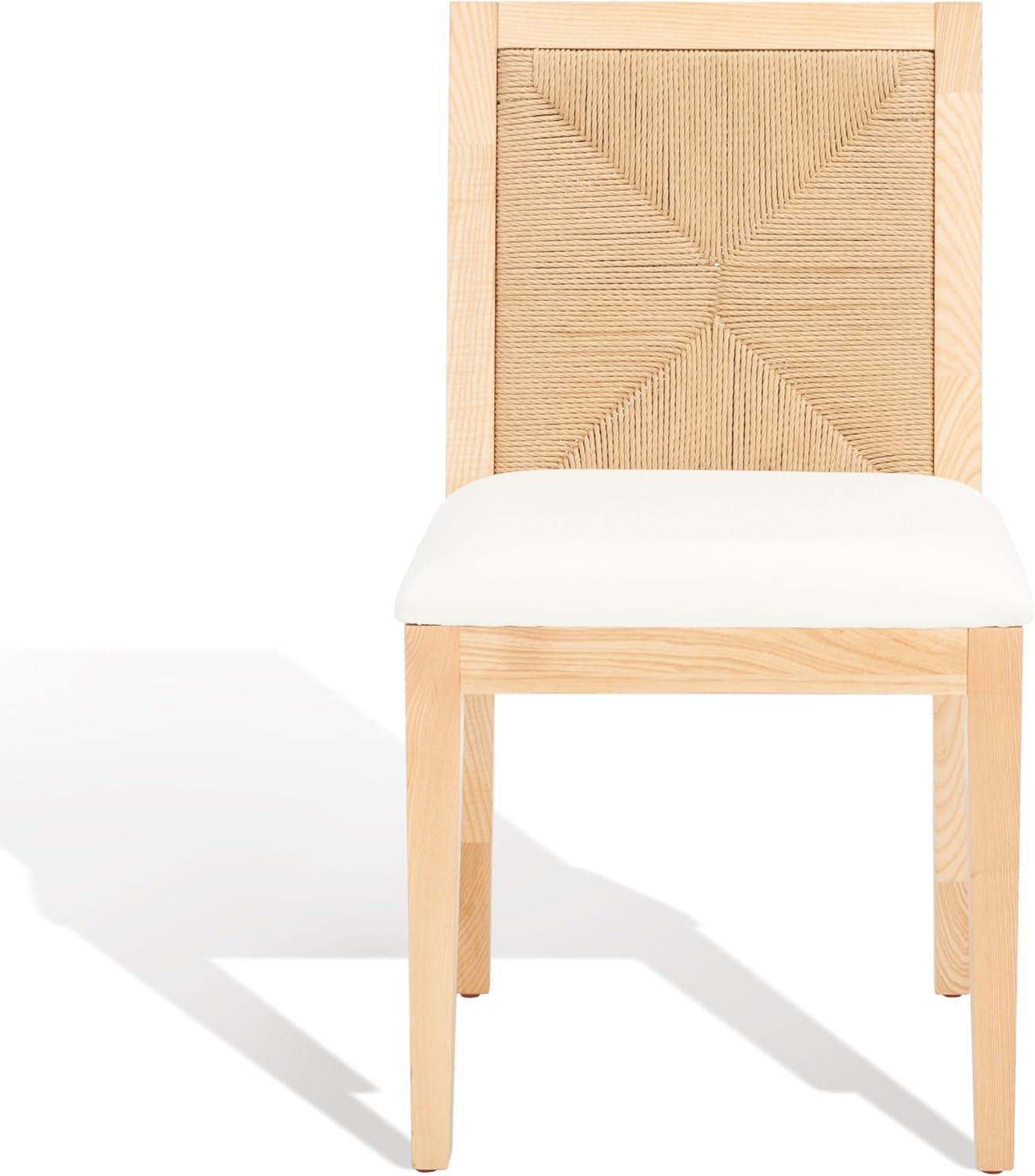 image:imageSAFAVIEH Couture Collection Emilio WalnutNatural Solid Wood Woven Dining Chair Set of 2 Fully AssembledNatural