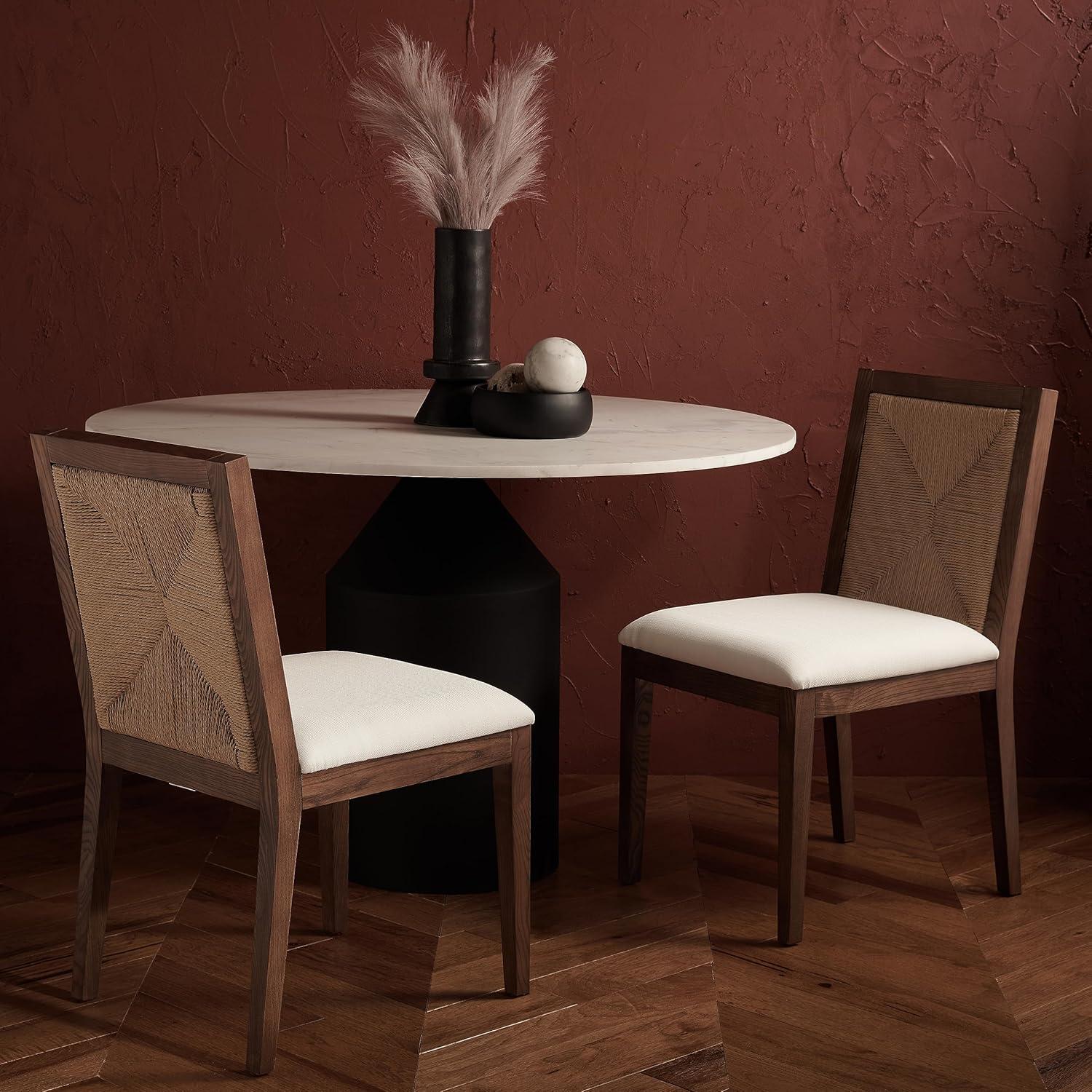 image:imageSAFAVIEH Couture Collection Emilio WalnutNatural Solid Wood Woven Dining Chair Set of 2 Fully AssembledWalnutNatural