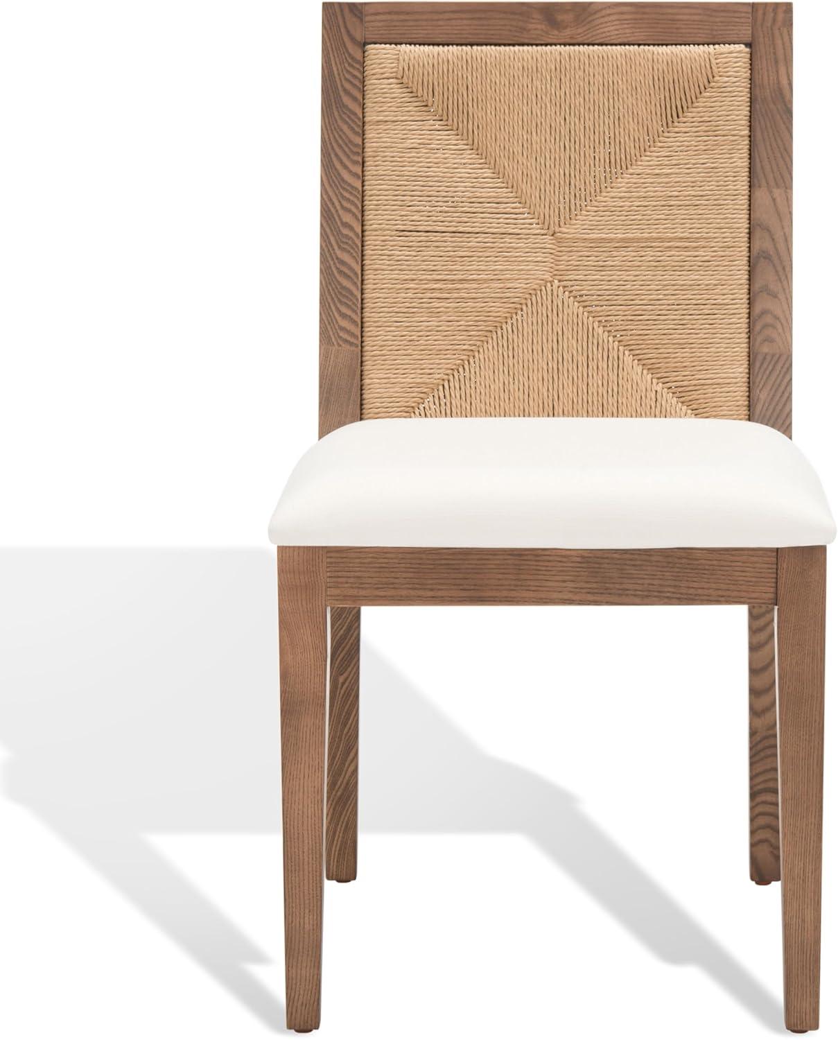 image:imageSAFAVIEH Couture Collection Emilio WalnutNatural Solid Wood Woven Dining Chair Set of 2 Fully AssembledWalnutNatural