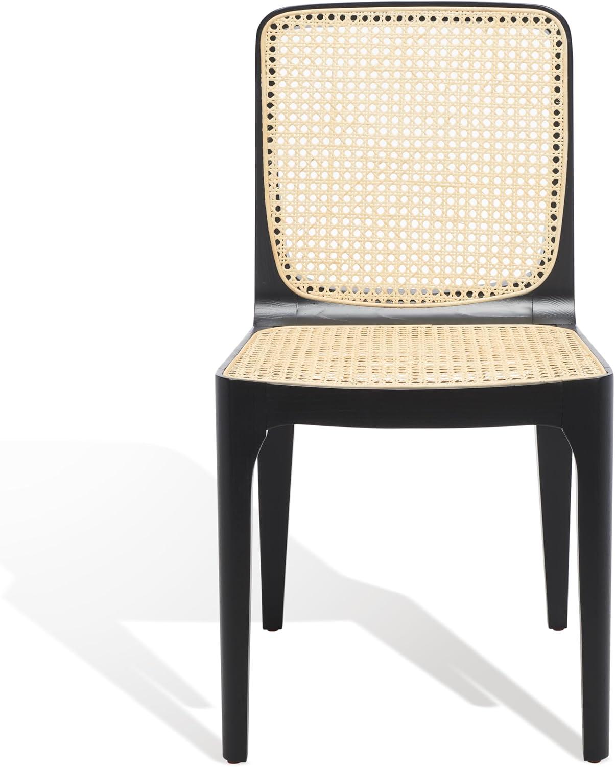 image:imageSAFAVIEH Couture Collection Frank Tropical Coastal BlackNatural Rattan Dining Chair Set of 2BlackNatural