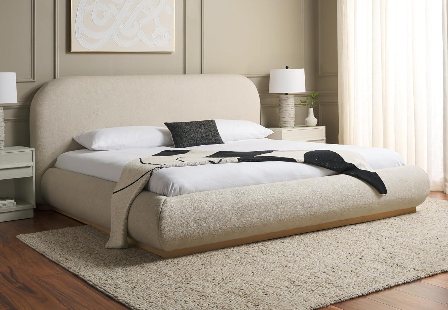 image:imageSAFAVIEH Couture Collection Jennabryanna Light BrownNatural Boucle King Size BedTanNatural