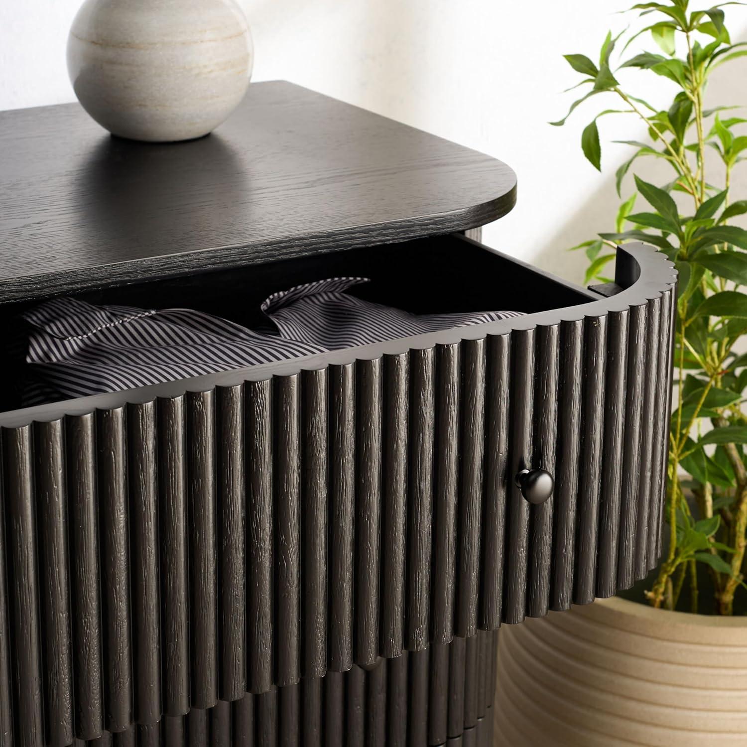 image:imageSAFAVIEH Couture Collection Shelbie Black 6Drawer Reeded DresserBlackBlack