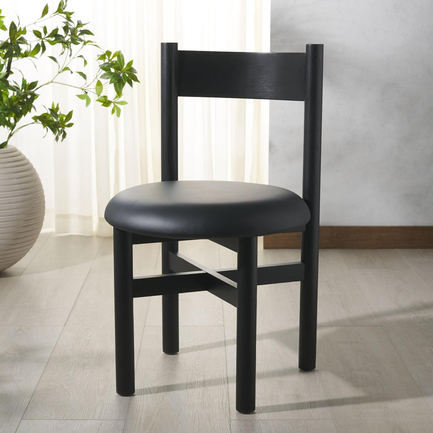 image:imageSAFAVIEH Couture Collection Tayla NaturalWhite Linen Dining Chair Fully AssembledBlackBlack