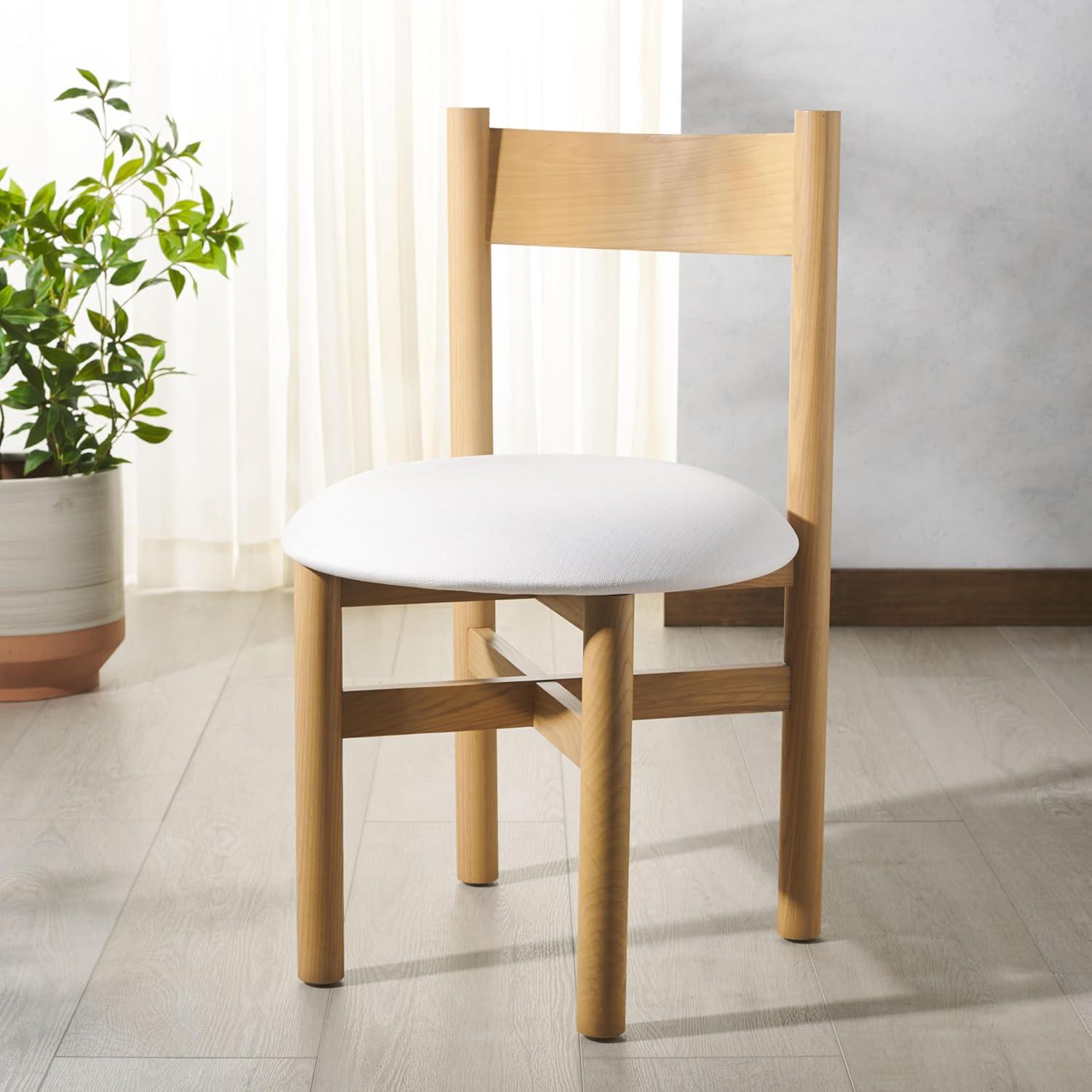 image:imageSAFAVIEH Couture Collection Tayla NaturalWhite Linen Dining Chair Fully AssembledNaturalWhite