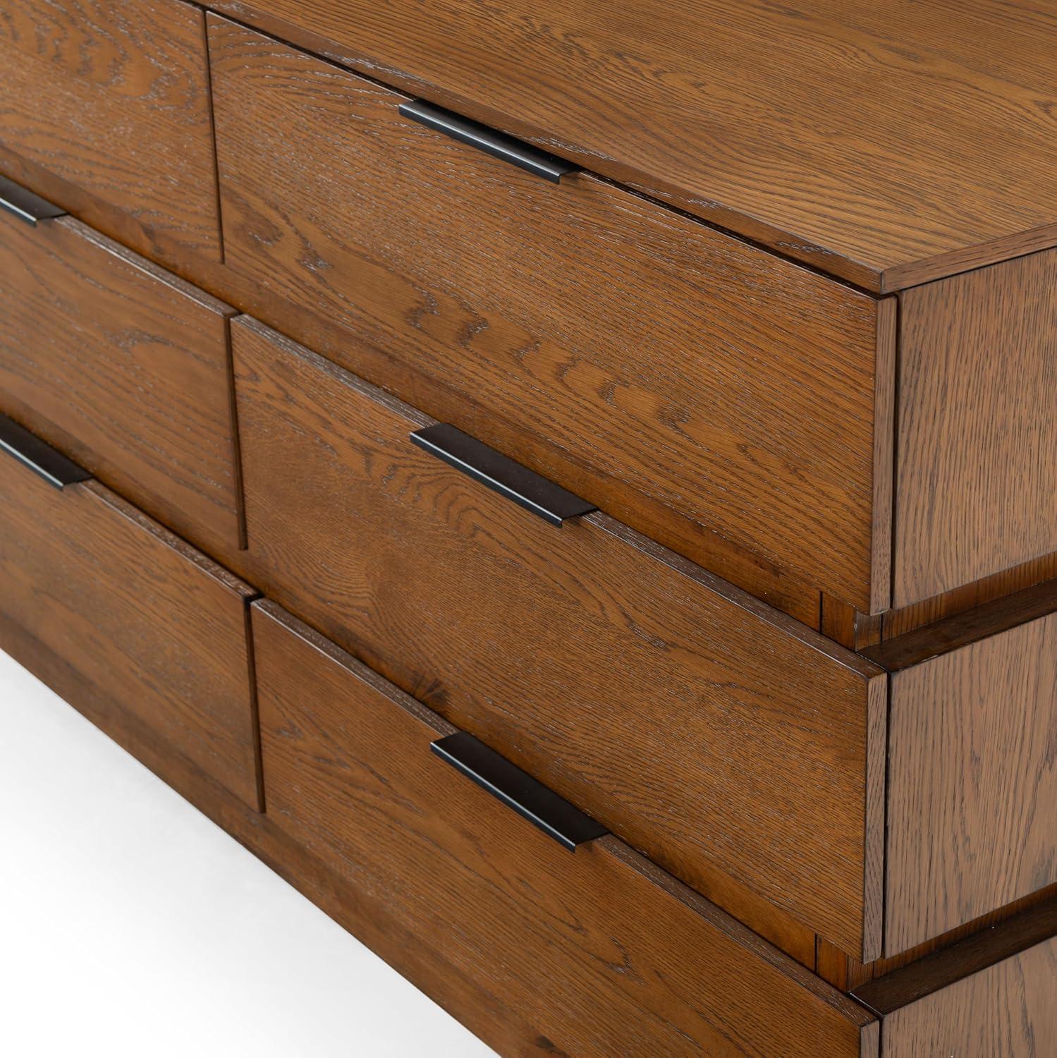 image:imageSAFAVIEH Couture Collection Titus Black 6Drawer Stacked Dresser Fully AssembledMedium Oak