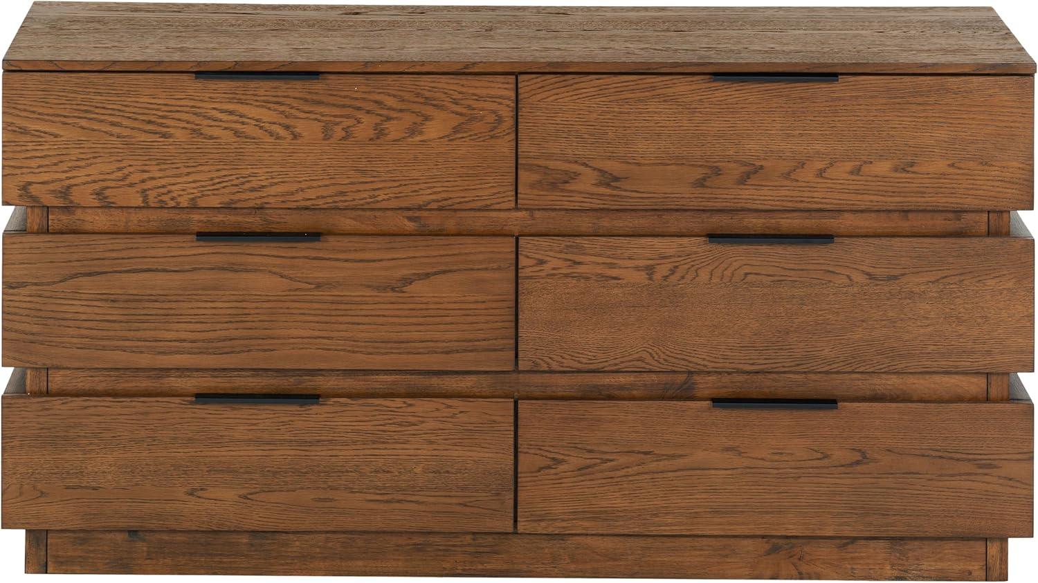image:imageSAFAVIEH Couture Collection Titus Black 6Drawer Stacked Dresser Fully AssembledMedium Oak