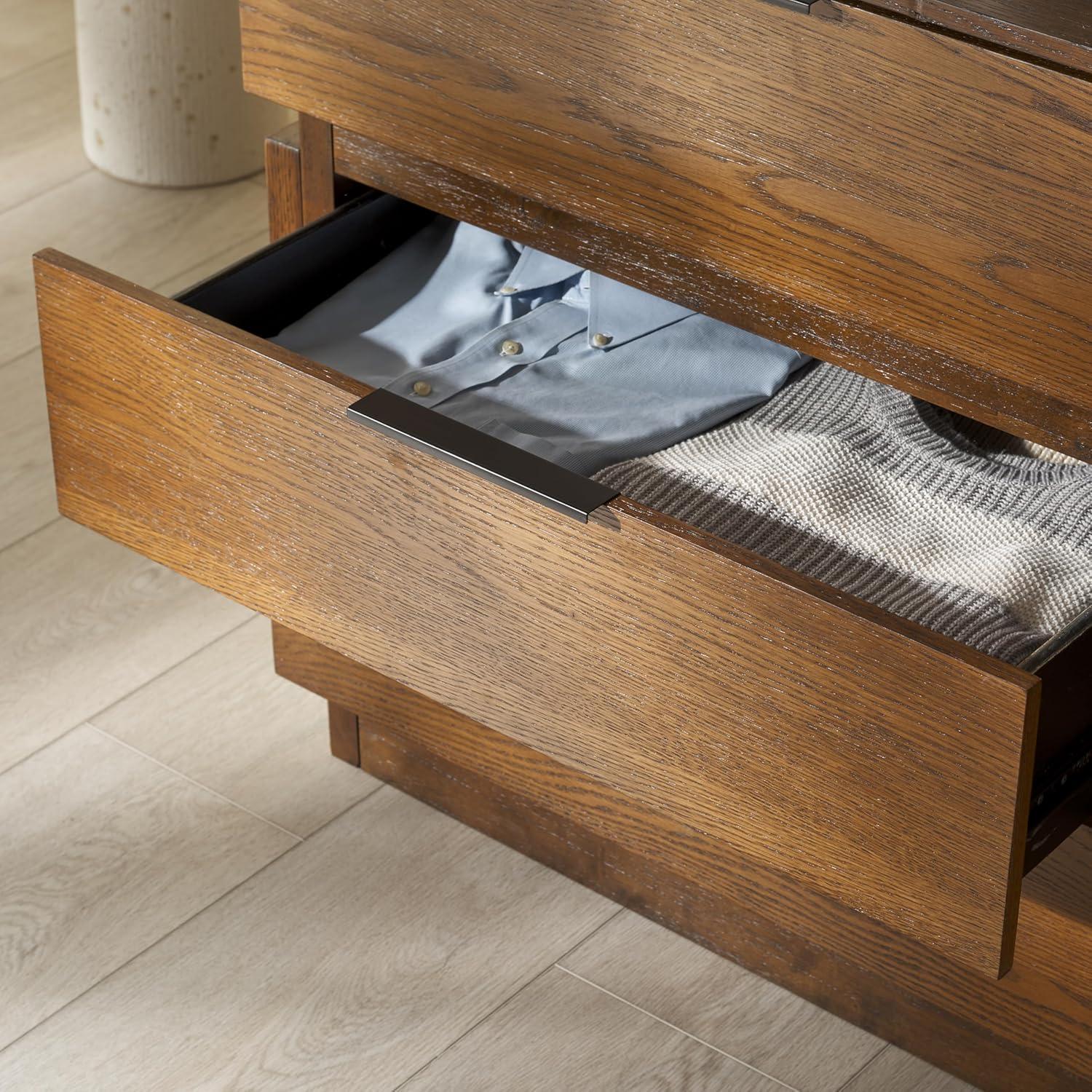 image:imageSAFAVIEH Couture Collection Titus Black 6Drawer Stacked Dresser Fully AssembledMedium Oak