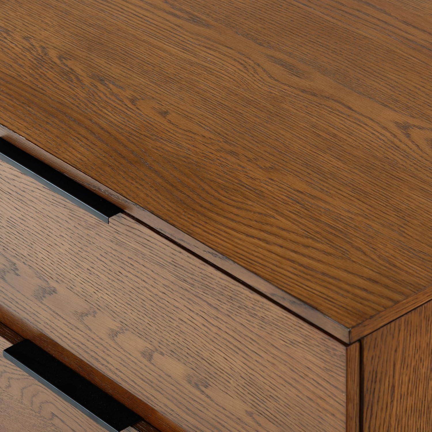 image:imageSAFAVIEH Couture Collection Titus Black 6Drawer Stacked Dresser Fully AssembledMedium Oak