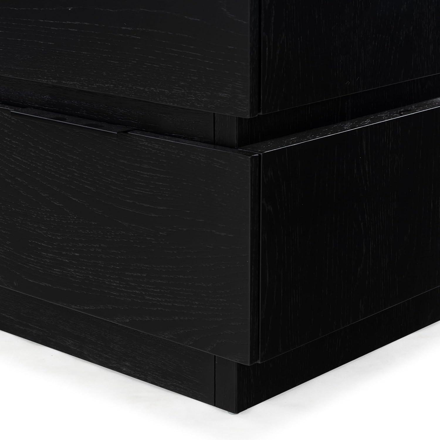 image:imageSAFAVIEH Couture Collection Titus Oak Brown 2Drawer Stacked Nightstand Fully AssembledBlack