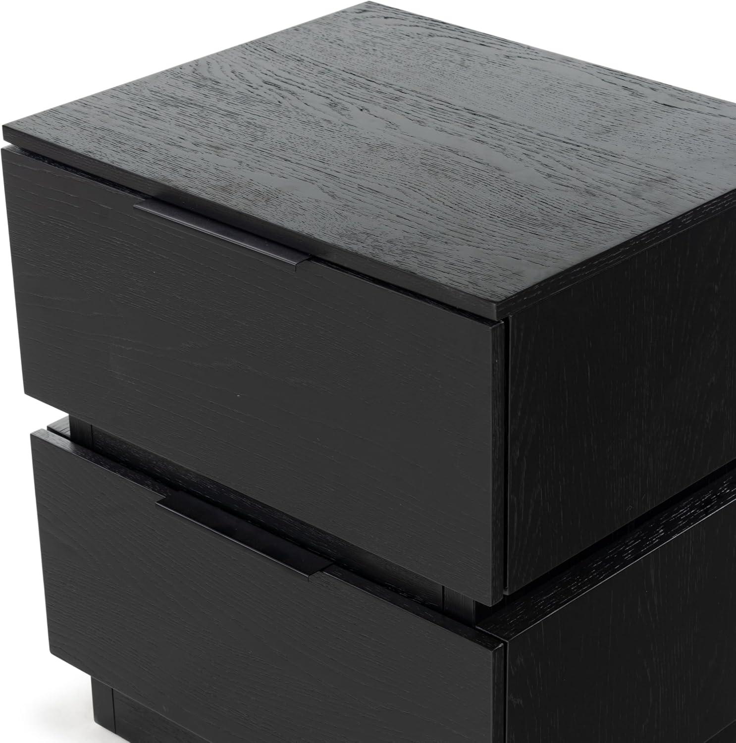 image:imageSAFAVIEH Couture Collection Titus Oak Brown 2Drawer Stacked Nightstand Fully AssembledBlack