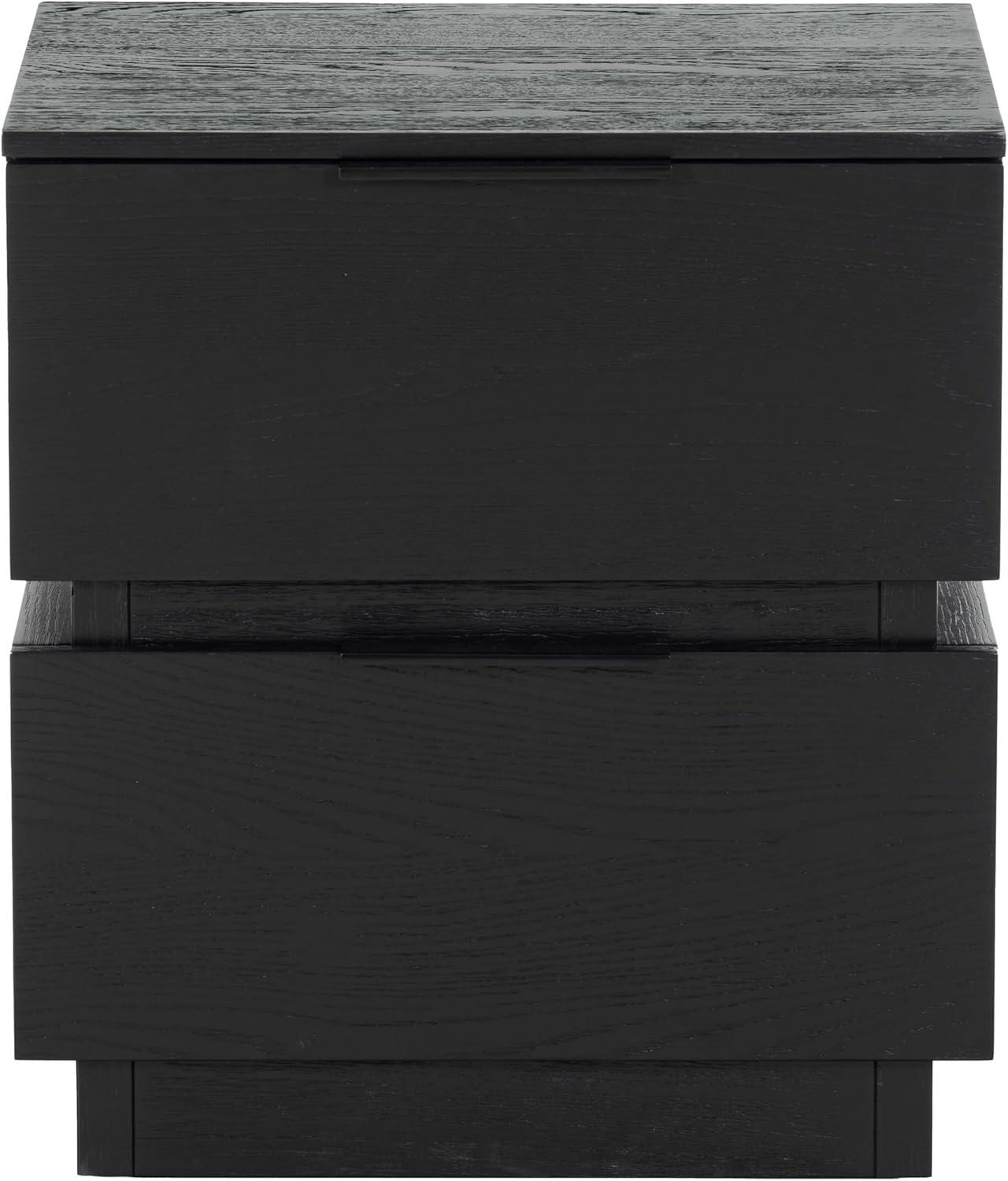 image:imageSAFAVIEH Couture Collection Titus Oak Brown 2Drawer Stacked Nightstand Fully AssembledBlack