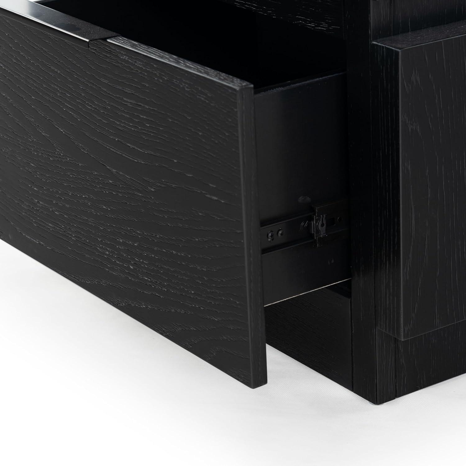 image:imageSAFAVIEH Couture Collection Titus Oak Brown 2Drawer Stacked Nightstand Fully AssembledBlack