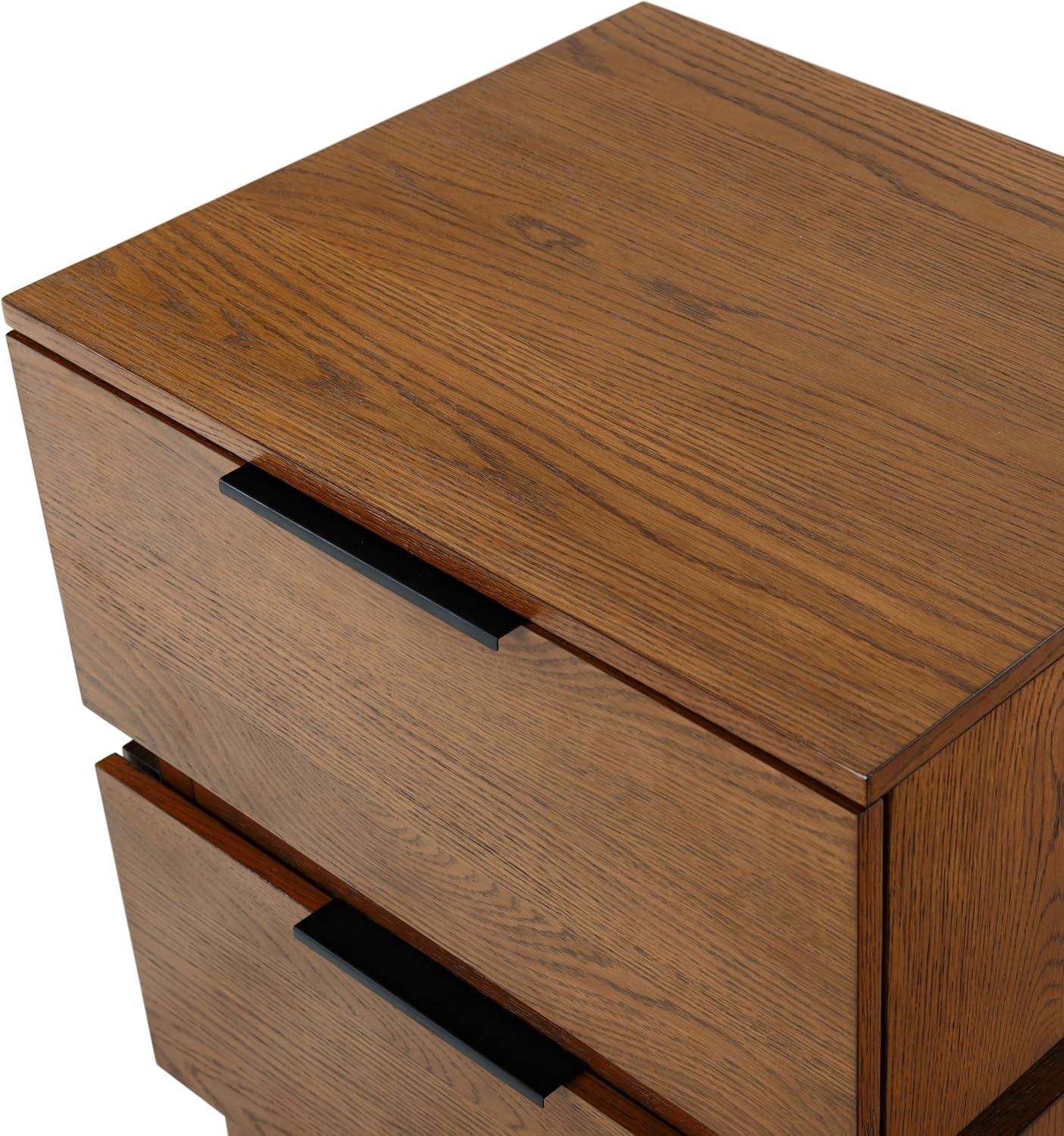 image:imageSAFAVIEH Couture Collection Titus Oak Brown 2Drawer Stacked Nightstand Fully AssembledMedium Oak