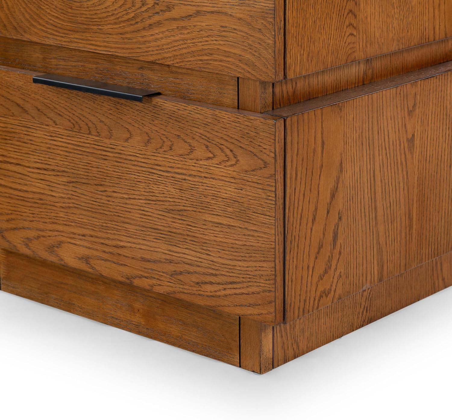 image:imageSAFAVIEH Couture Collection Titus Oak Brown 2Drawer Stacked Nightstand Fully AssembledMedium Oak
