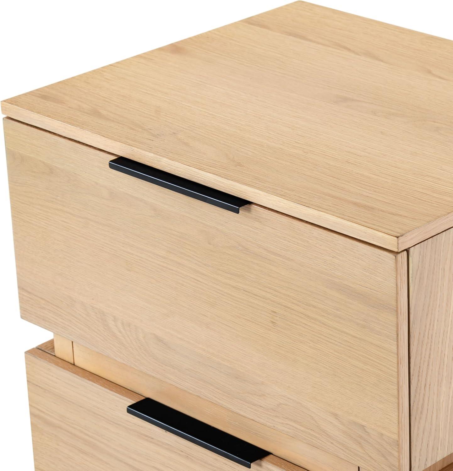 image:imageSAFAVIEH Couture Collection Titus Oak Brown 2Drawer Stacked Nightstand Fully AssembledOak