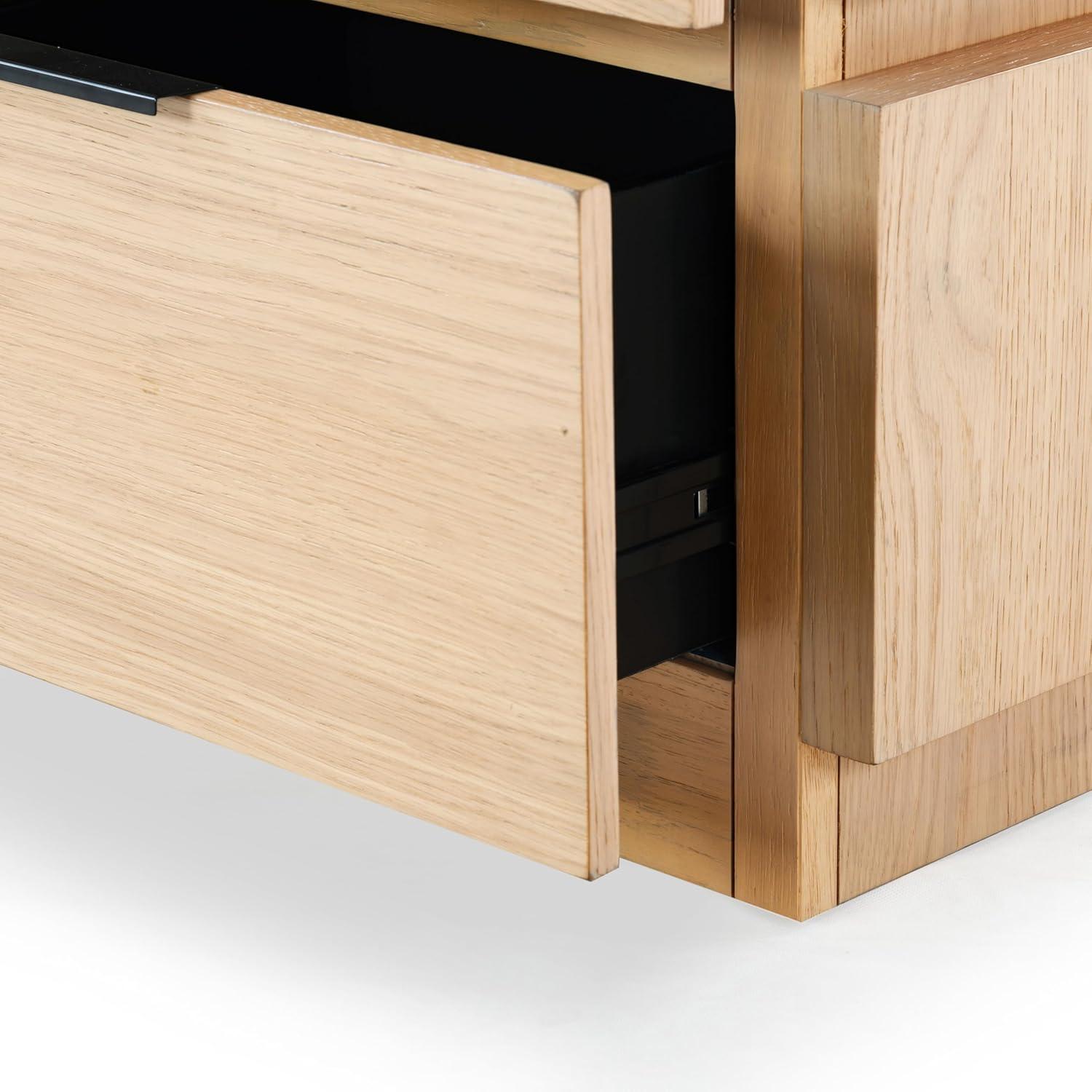 image:imageSAFAVIEH Couture Collection Titus Oak Brown 2Drawer Stacked Nightstand Fully AssembledOak