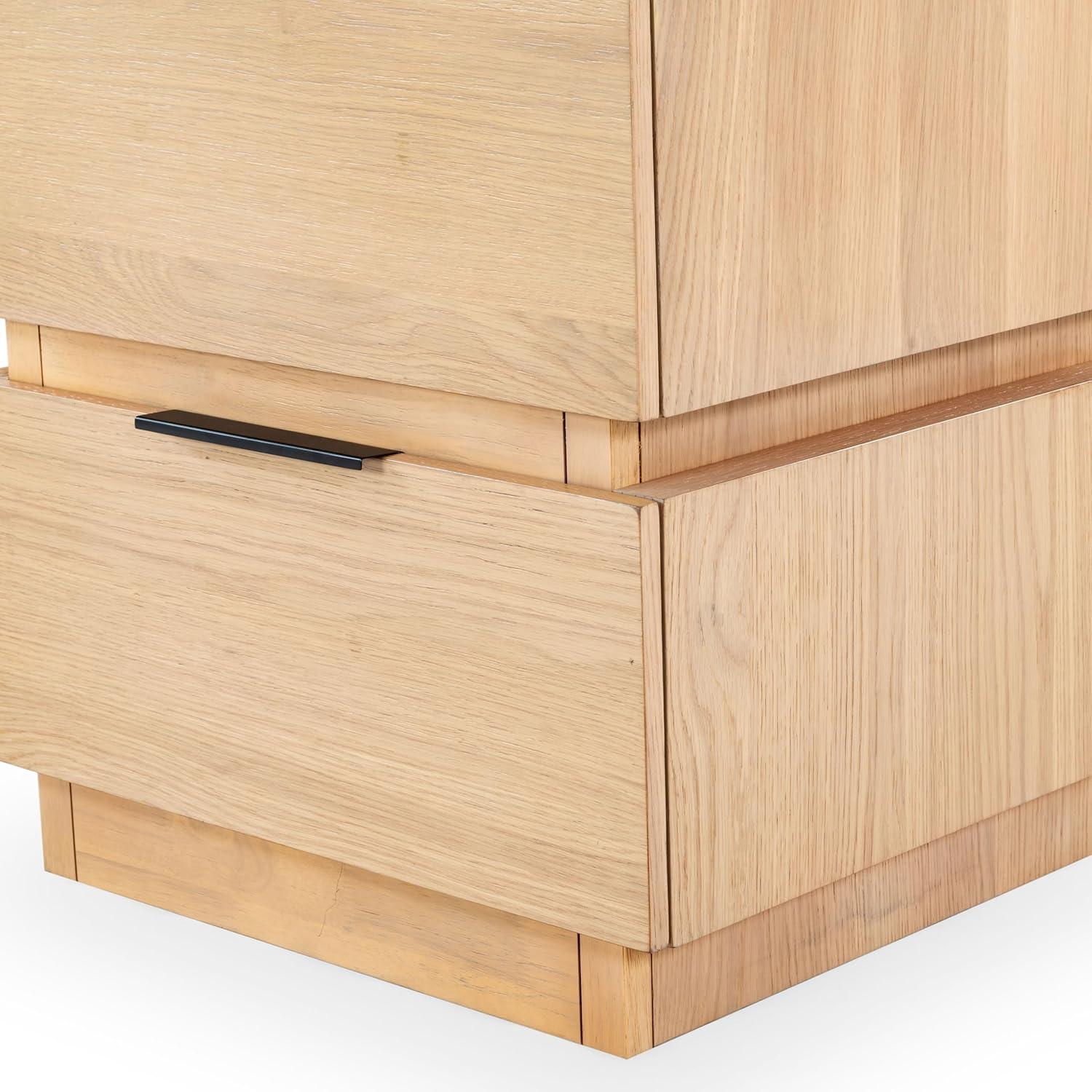 image:imageSAFAVIEH Couture Collection Titus Oak Brown 2Drawer Stacked Nightstand Fully AssembledOak