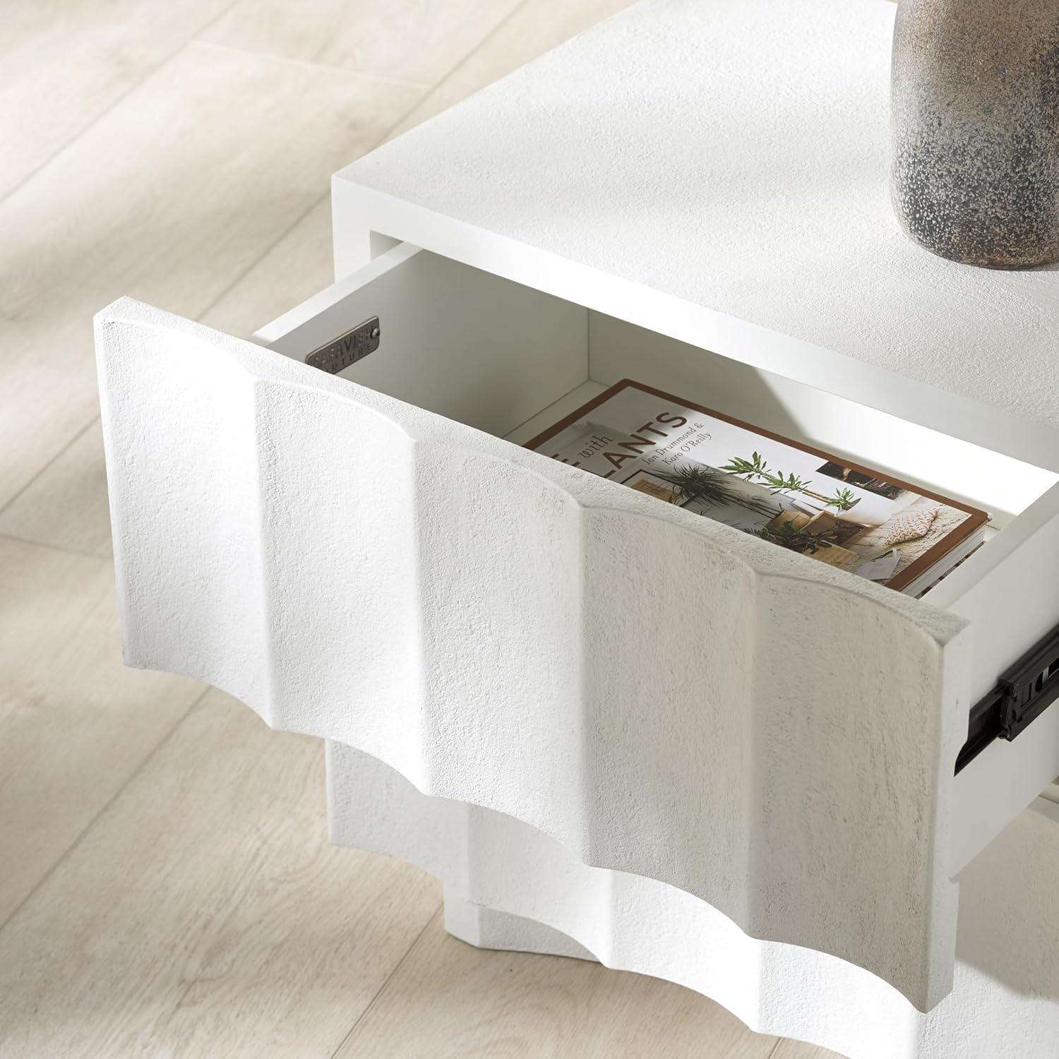 image:imageSAFAVIEH Couture Collection Woodworth White 2Drawer Cement Nightstand Fully AssembledWhite