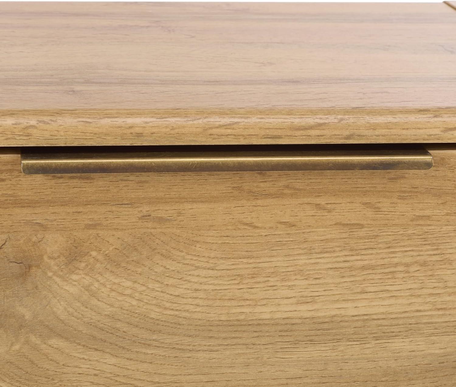 image:imageSAFAVIEH Home Collection Angeria Oak amp Brass 2Drawer Nightstand Modern Bedroom Storage NST3109AOakBrass