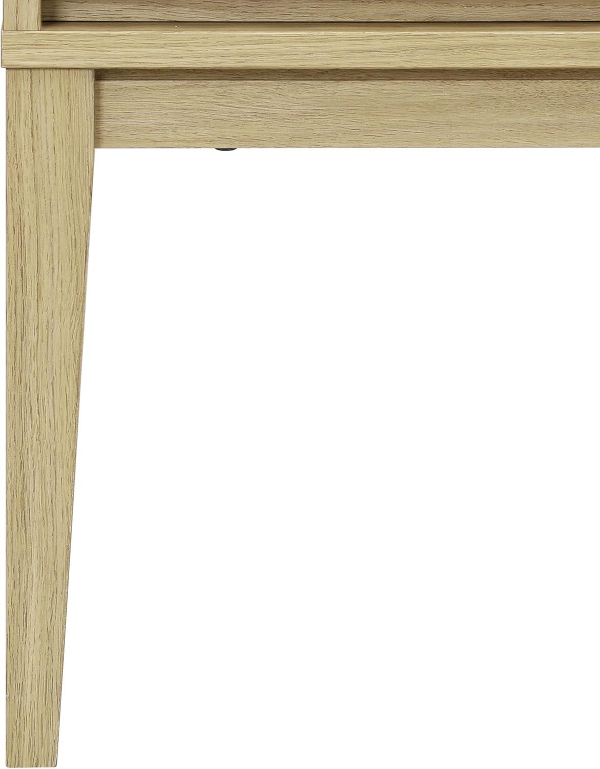 image:imageSAFAVIEH Home Collection Fidia Navy Blue 1 Drawer Nightstand Modern Bedside Table with Slatted Drawer Front and Tapered Legs NST9619CLight Oak