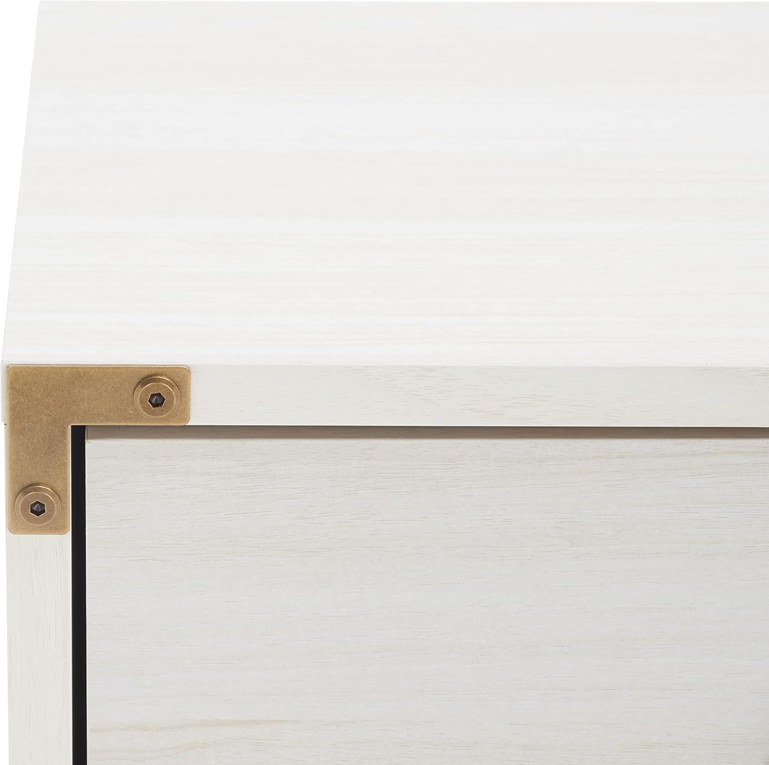 image:imageSAFAVIEH Home Collection Galio Black amp Gold 2Drawer Nightstand VintageInspired Bedside Table with Storage for Bedroom NST9600BBleached WhiteGold