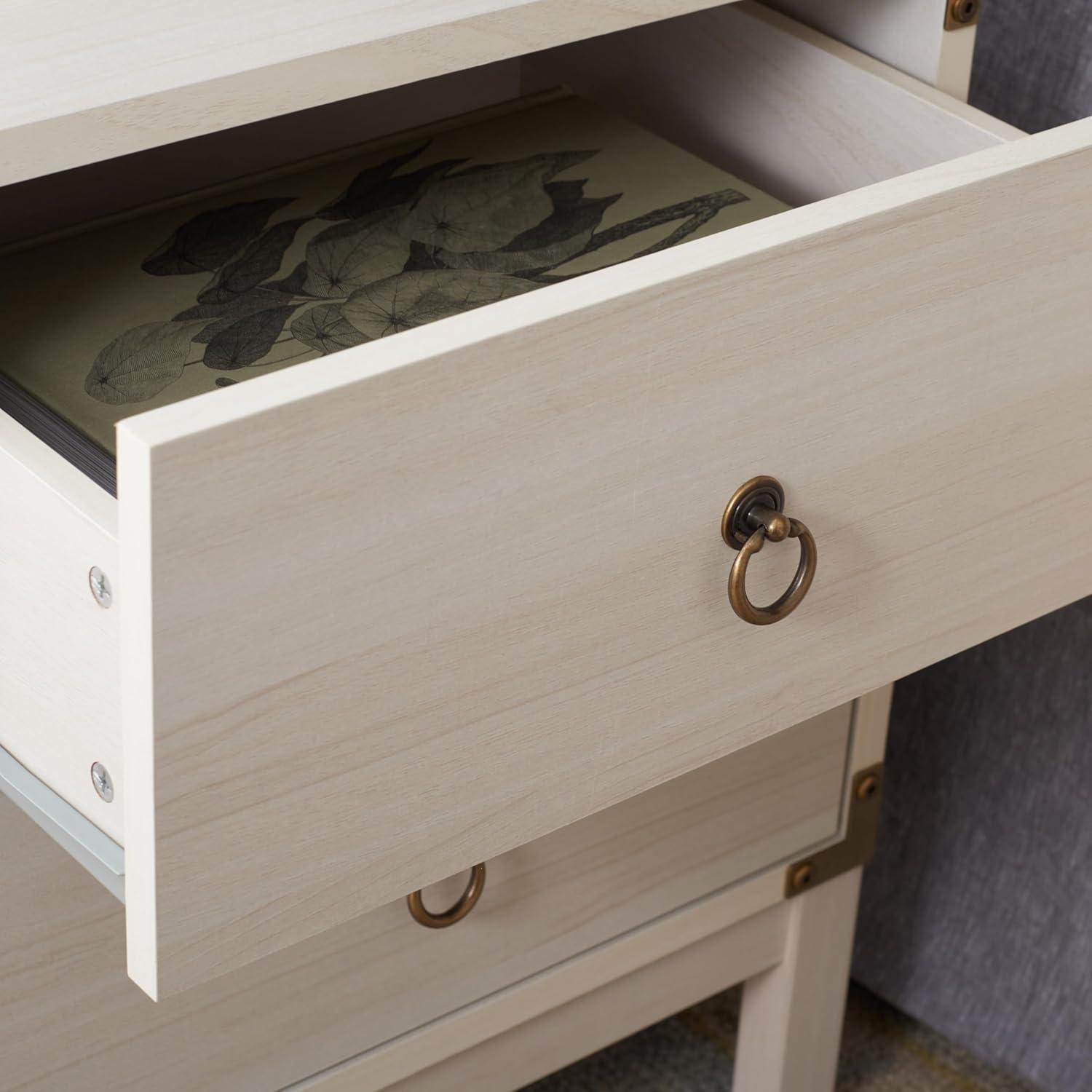 image:imageSAFAVIEH Home Collection Galio Black amp Gold 2Drawer Nightstand VintageInspired Bedside Table with Storage for Bedroom NST9600BBleached WhiteGold
