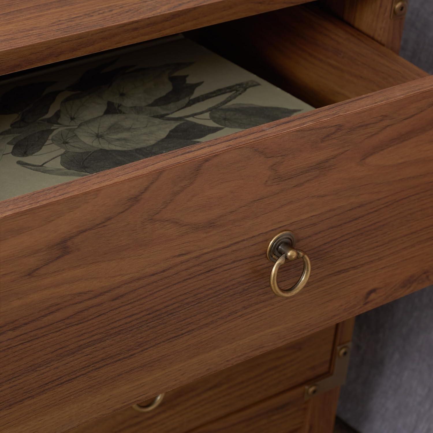 image:imageSAFAVIEH Home Collection Galio Black amp Gold 2Drawer Nightstand VintageInspired Bedside Table with Storage for Bedroom NST9600BWalnutGold