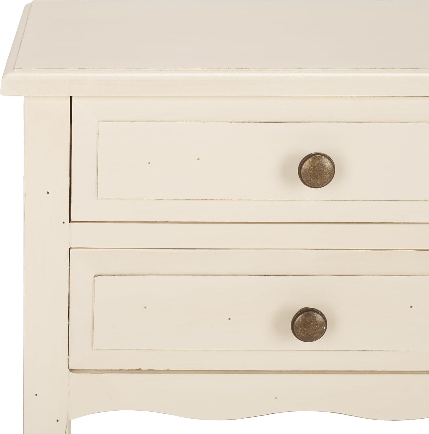 image:imageSAFAVIEH Home Collection Lori Ash Grey End Table with Two Storage Drawers French Farmhouse Accent Table Scalloped Apron Design Fully Assembled AMH6576BWhite Birch