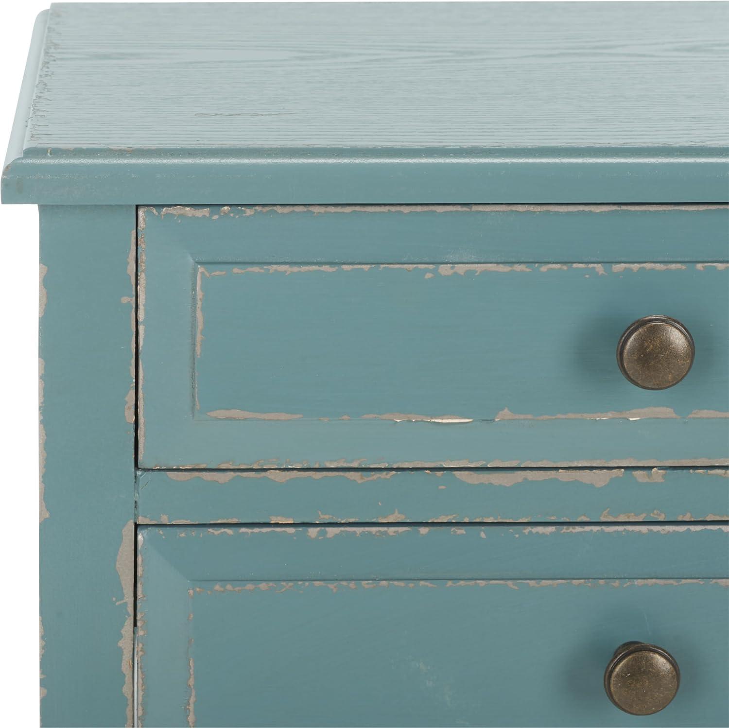 image:imageSAFAVIEH Home Collection Lori Ash Grey End Table with Two Storage Drawers French Farmhouse Accent Table Scalloped Apron Design Fully Assembled AMH6576BPale Blue White Smoke