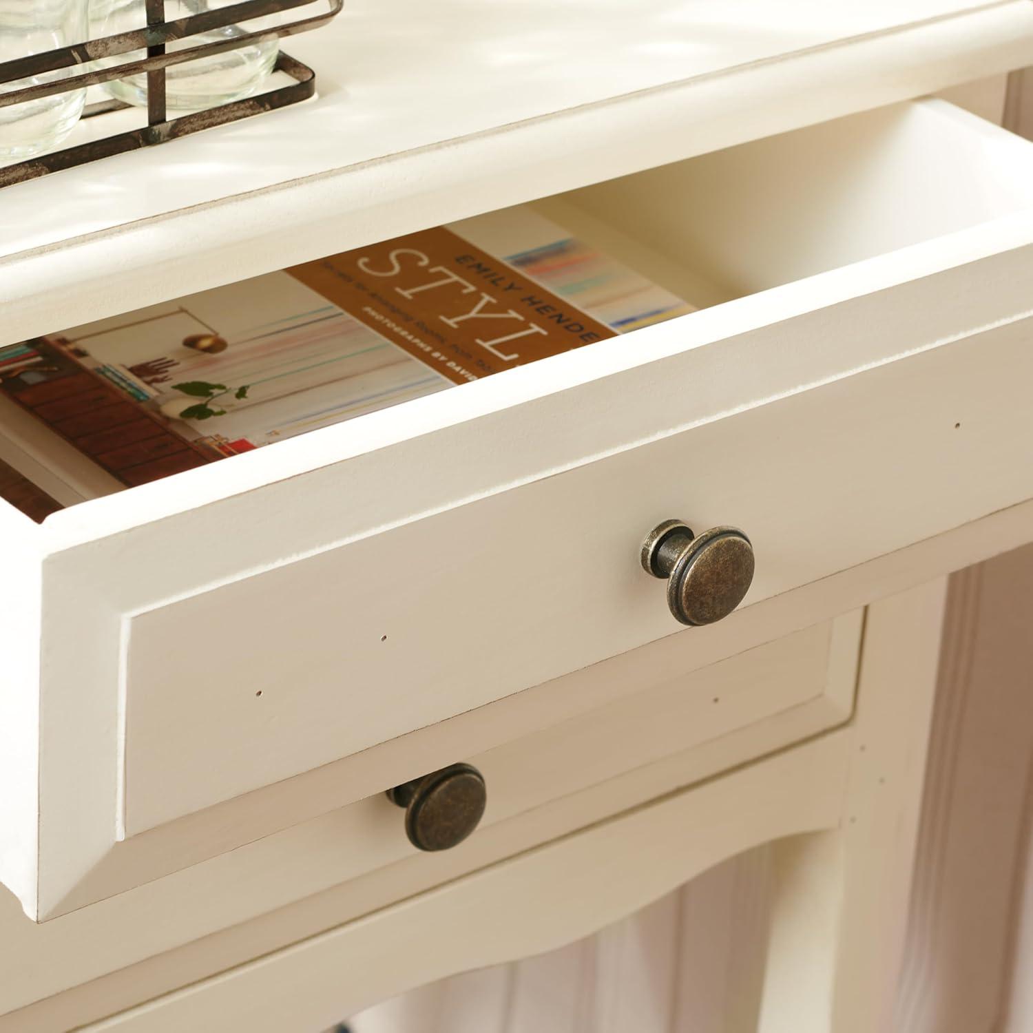 image:imageSAFAVIEH Home Collection Lori Ash Grey End Table with Two Storage Drawers French Farmhouse Accent Table Scalloped Apron Design Fully Assembled AMH6576BWhite Birch