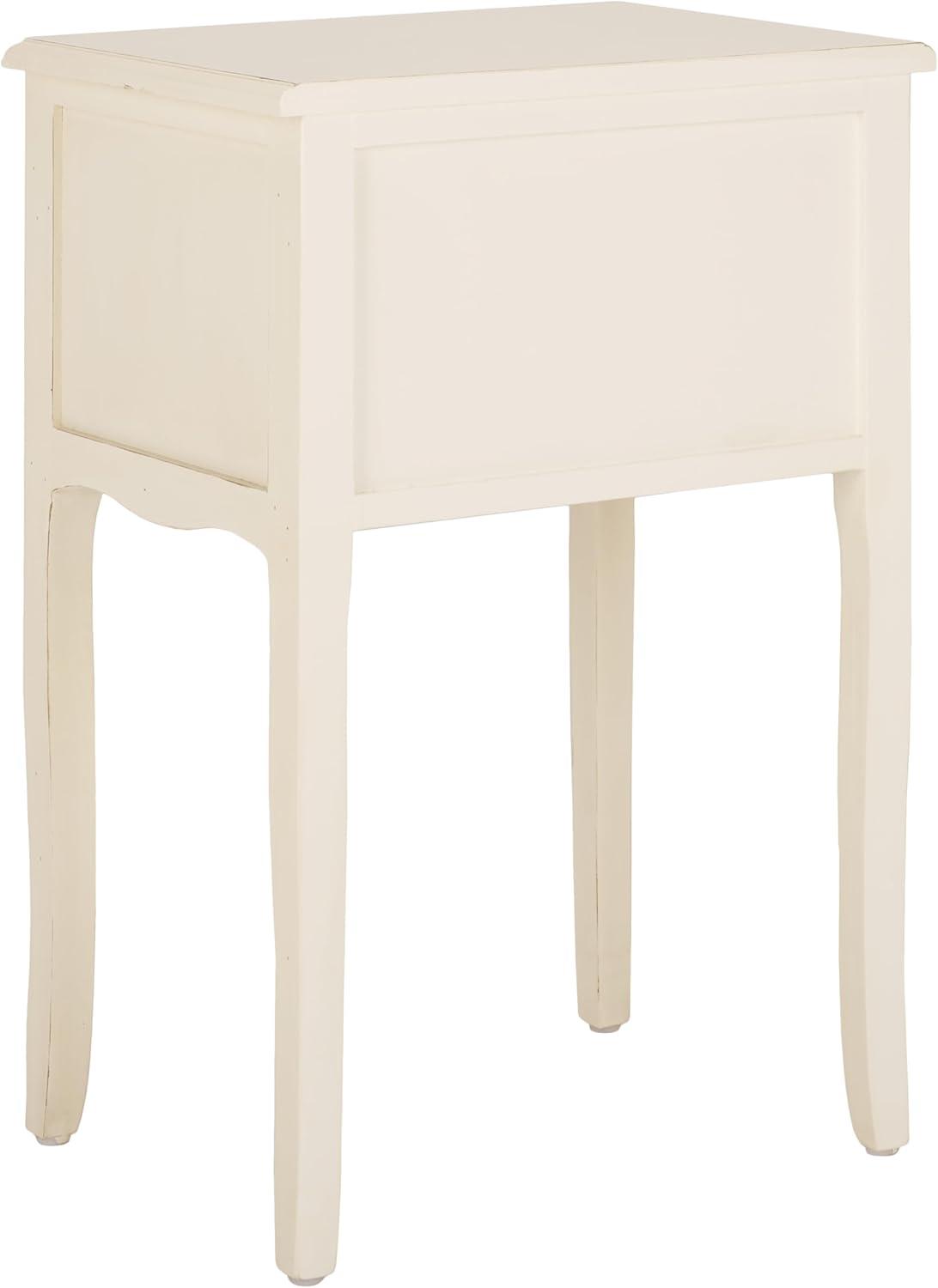 image:imageSAFAVIEH Home Collection Lori Ash Grey End Table with Two Storage Drawers French Farmhouse Accent Table Scalloped Apron Design Fully Assembled AMH6576BWhite Birch