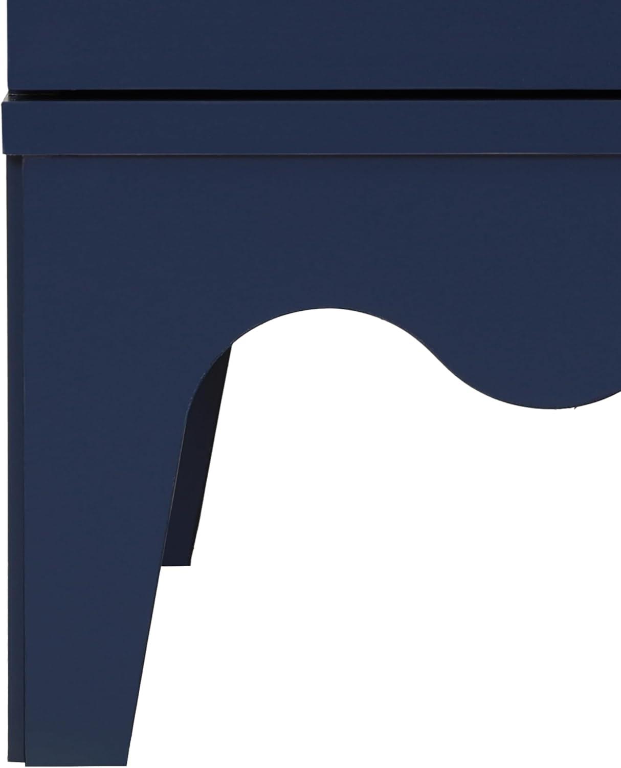 image:imageSAFAVIEH Home Collection Lovette Olive Green 2 Drawer Nightstand Compact Bedroom Storage Accent Table Scalloped Base Design NST9618BNavy Blue
