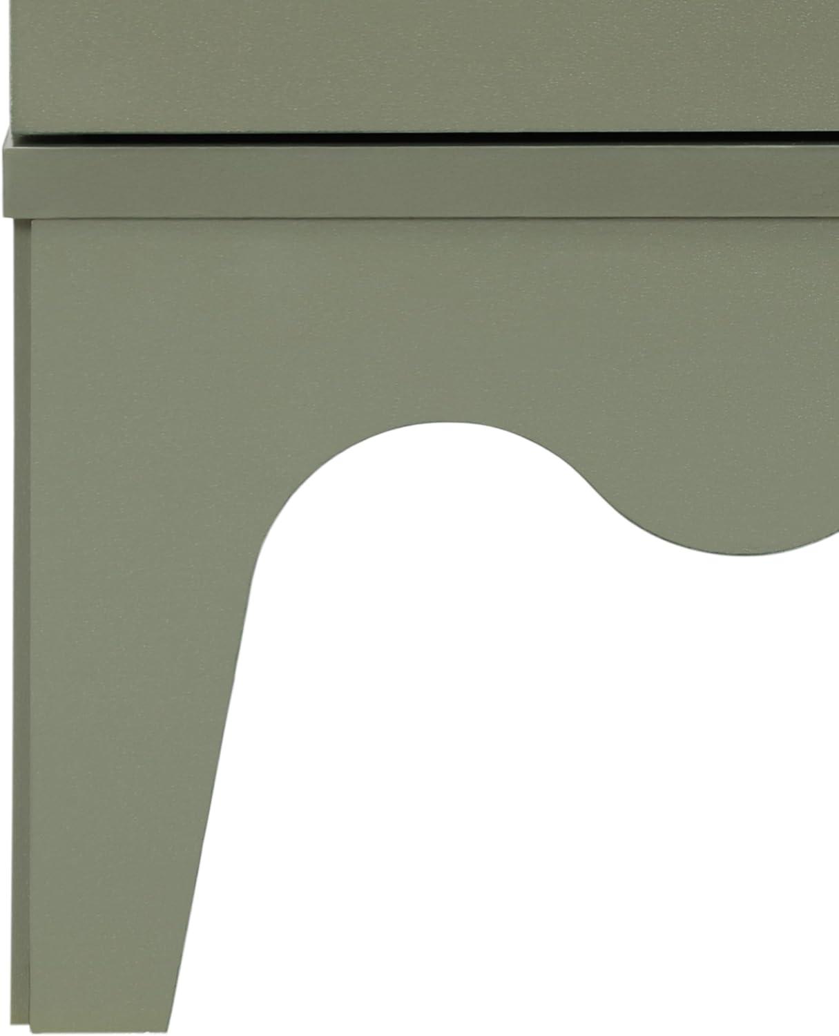 image:imageSAFAVIEH Home Collection Lovette Olive Green 2 Drawer Nightstand Compact Bedroom Storage Accent Table Scalloped Base Design NST9618BOlive Green