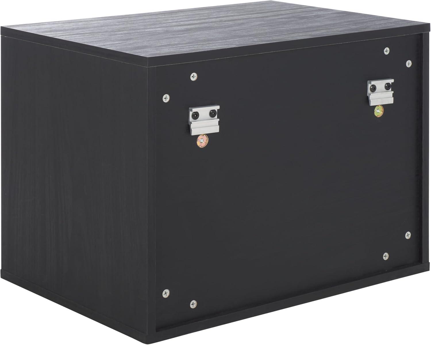image:imageSAFAVIEH Home Collection Lylia Black amp Gold Floating Nightstand 2 Drawer WallMounted Bedside Table Modern Ribbed Design NST9615BBlackGold