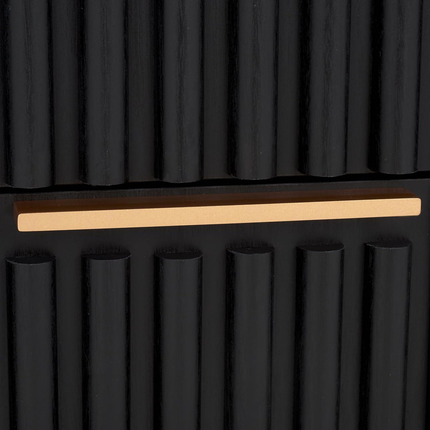 image:imageSAFAVIEH Home Collection Lylia Black amp Gold Floating Nightstand 2 Drawer WallMounted Bedside Table Modern Ribbed Design NST9615BBlackGold