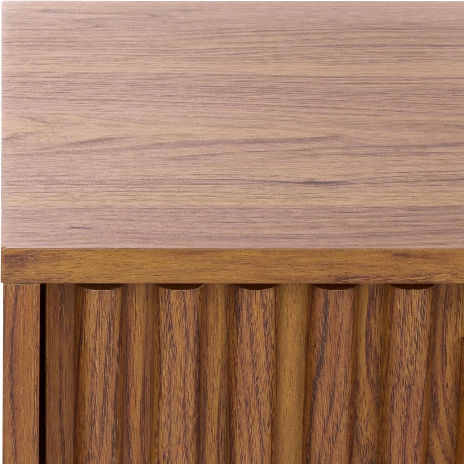 image:imageSAFAVIEH Home Collection Lylia Black amp Gold Floating Nightstand 2 Drawer WallMounted Bedside Table Modern Ribbed Design NST9615BWalnutBlack