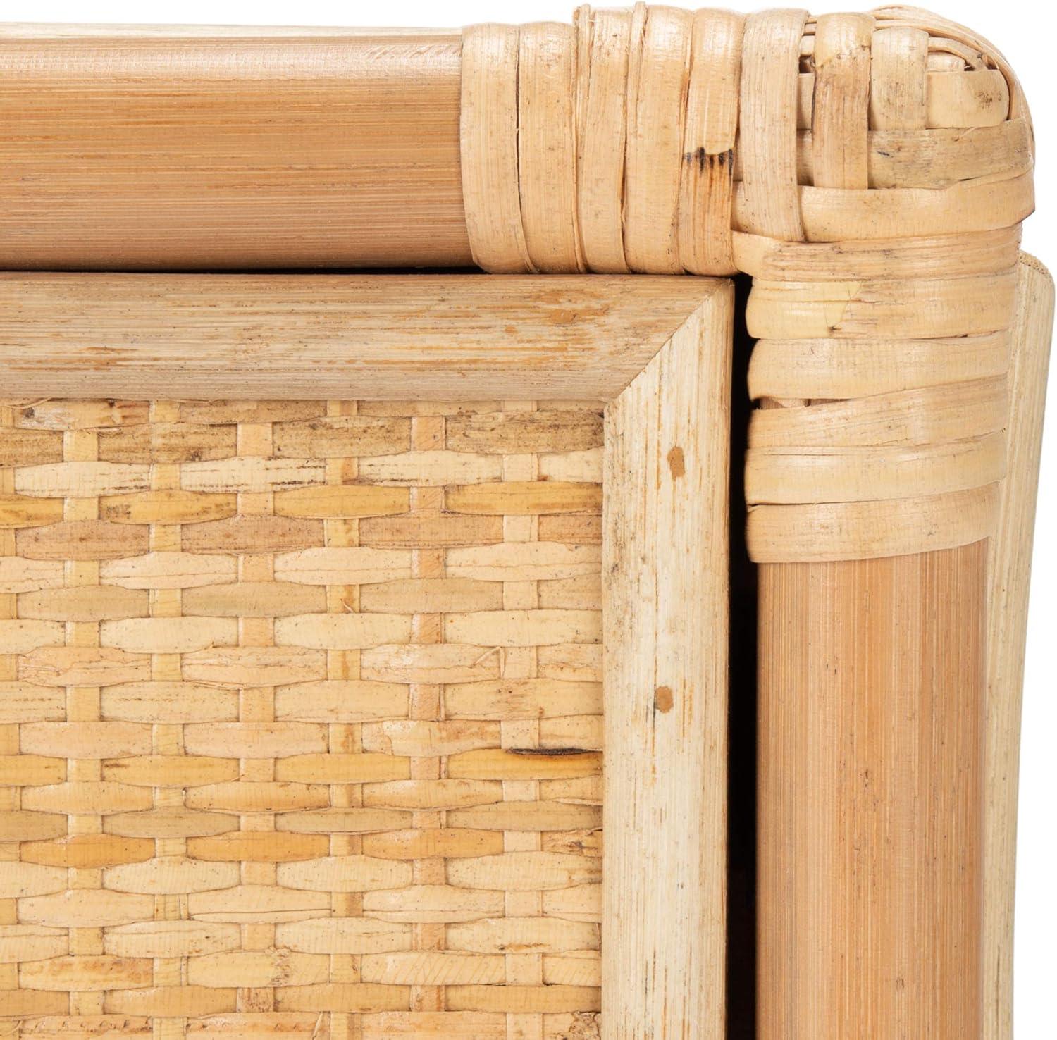 image:imageSAFAVIEH Home Collection Roya White amp Natural Nightstand with Drawer amp Shelf Coastal Accent Table BambooStyle Frame amp Rattan Drawer NST4005CNatural