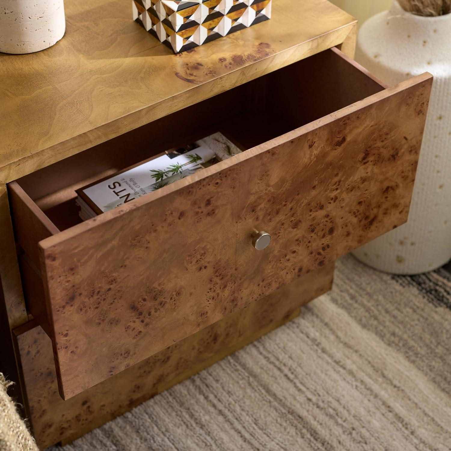 image:imageSAFAVIEH Home Collection Tahan 2Drawer Nightstand Table Natural Modern Bedside Storage Fully Assembled NST6608ANatural