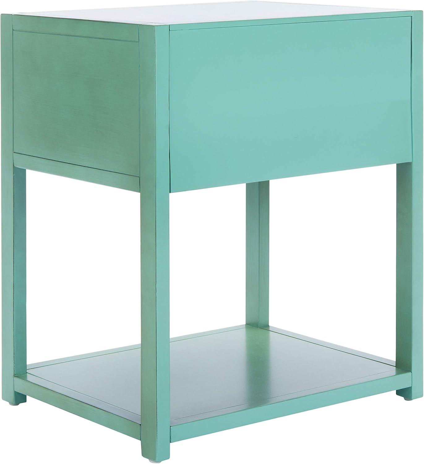 image:imageSAFAVIEH Home Collection Yudi Turquoise Nightstand with Drawer amp Shelf Contemporary Accent Storage Table Fully Assembled NST9201CTurquoise