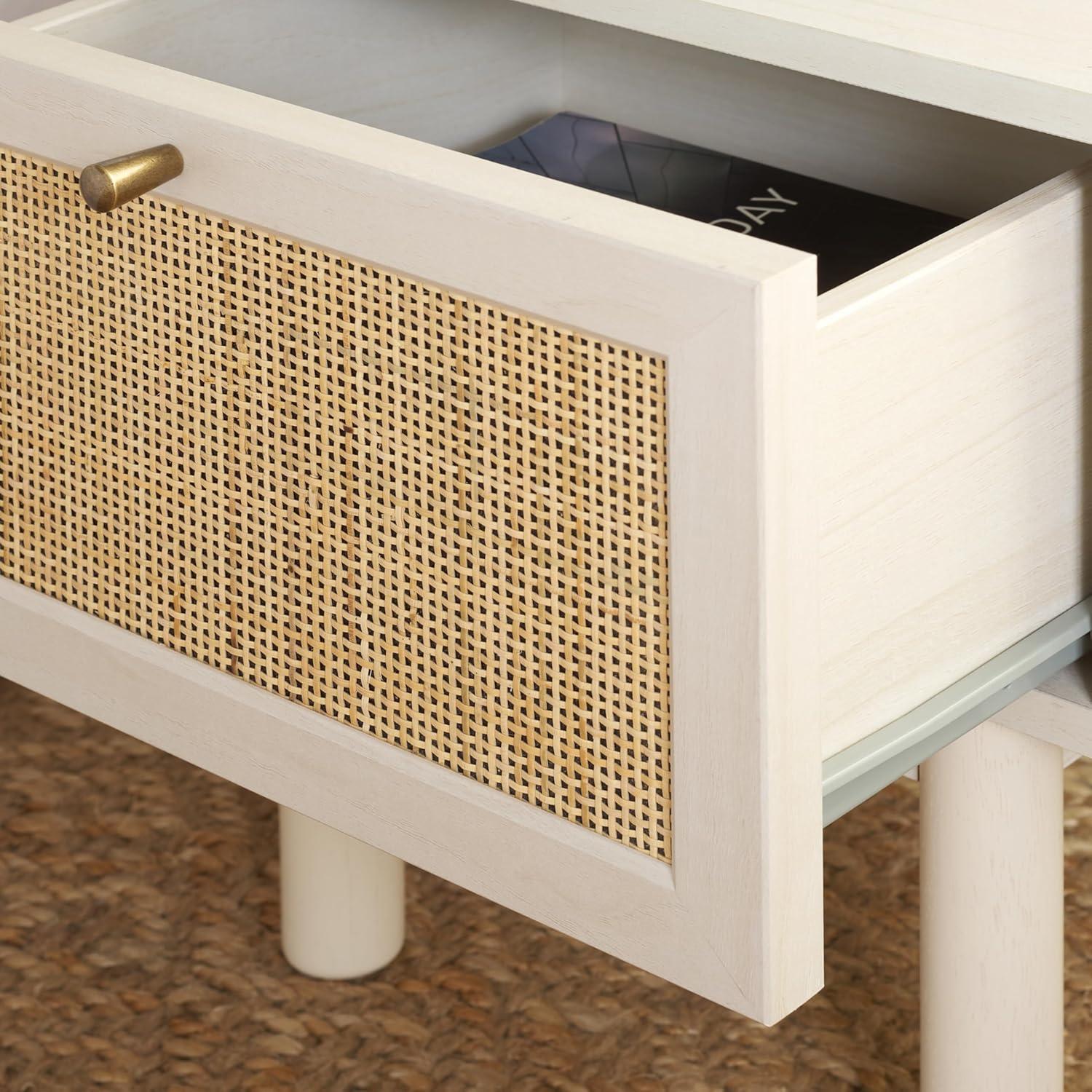 image:imageSAFAVIEH Home Collection Aino Oak 1Drawer NightstandBleached WhiteNatural