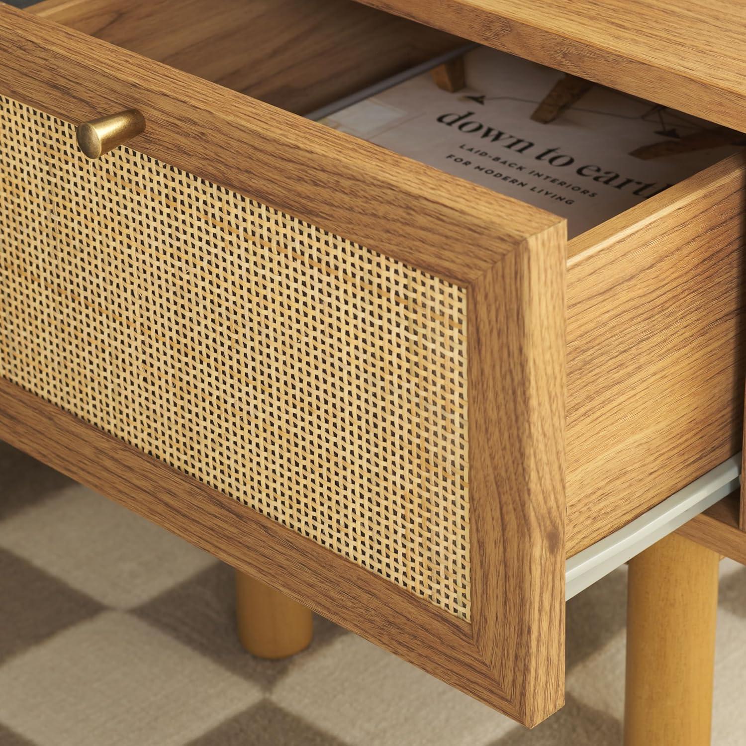 image:imageSAFAVIEH Home Collection Aino Oak 1Drawer NightstandOakNatural